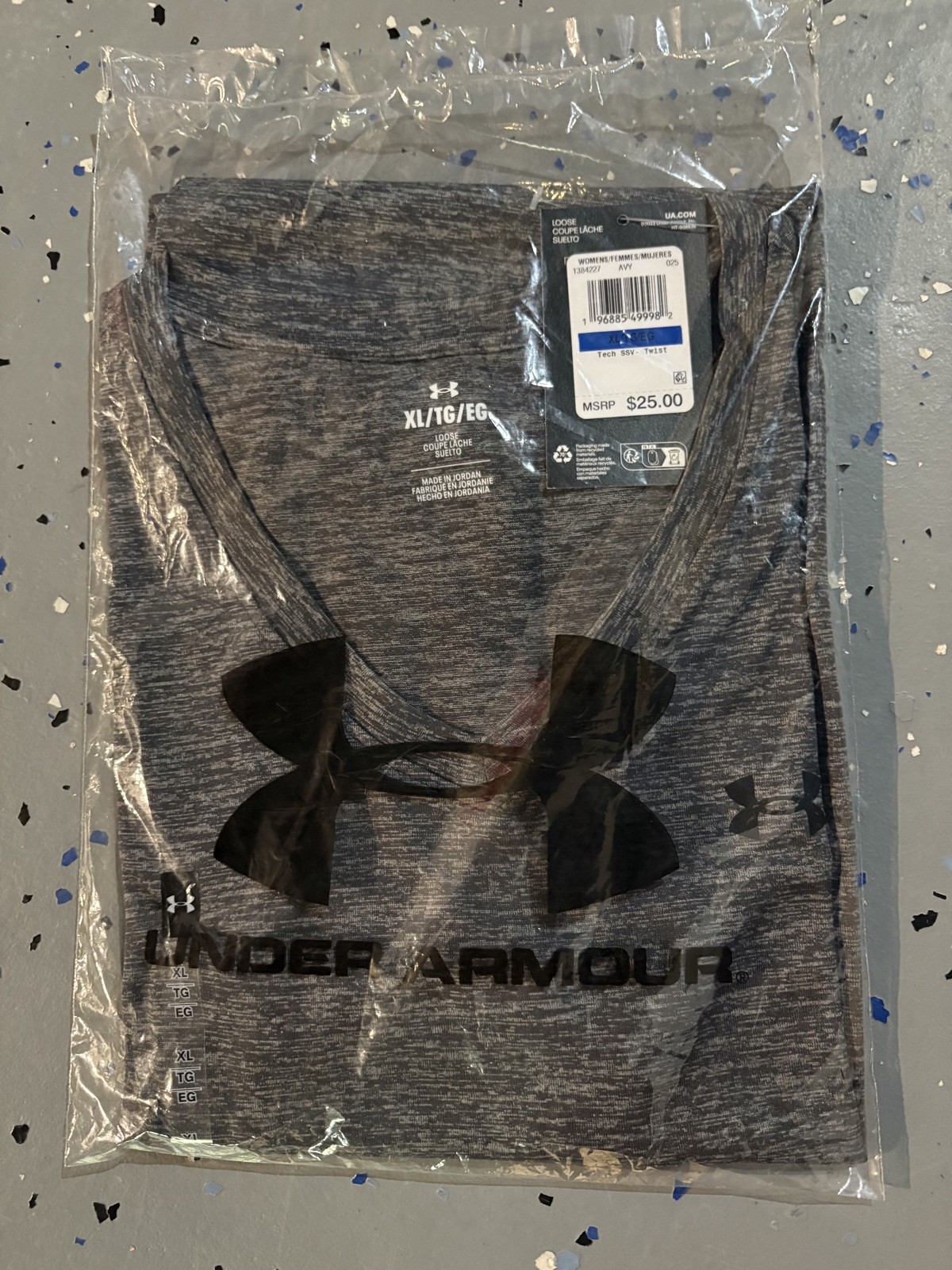 Under Armour Women’s Tech Twist Short Sleeve V Neck COLOR CASTLEROCK SIZE XL