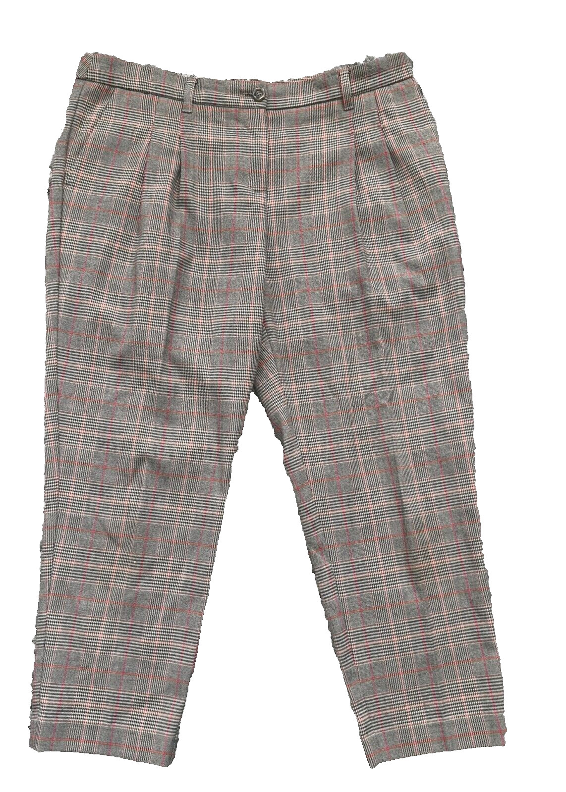 Next Womens Smart Trousers 12 Regular (34 Waist) Check Tapered Leg