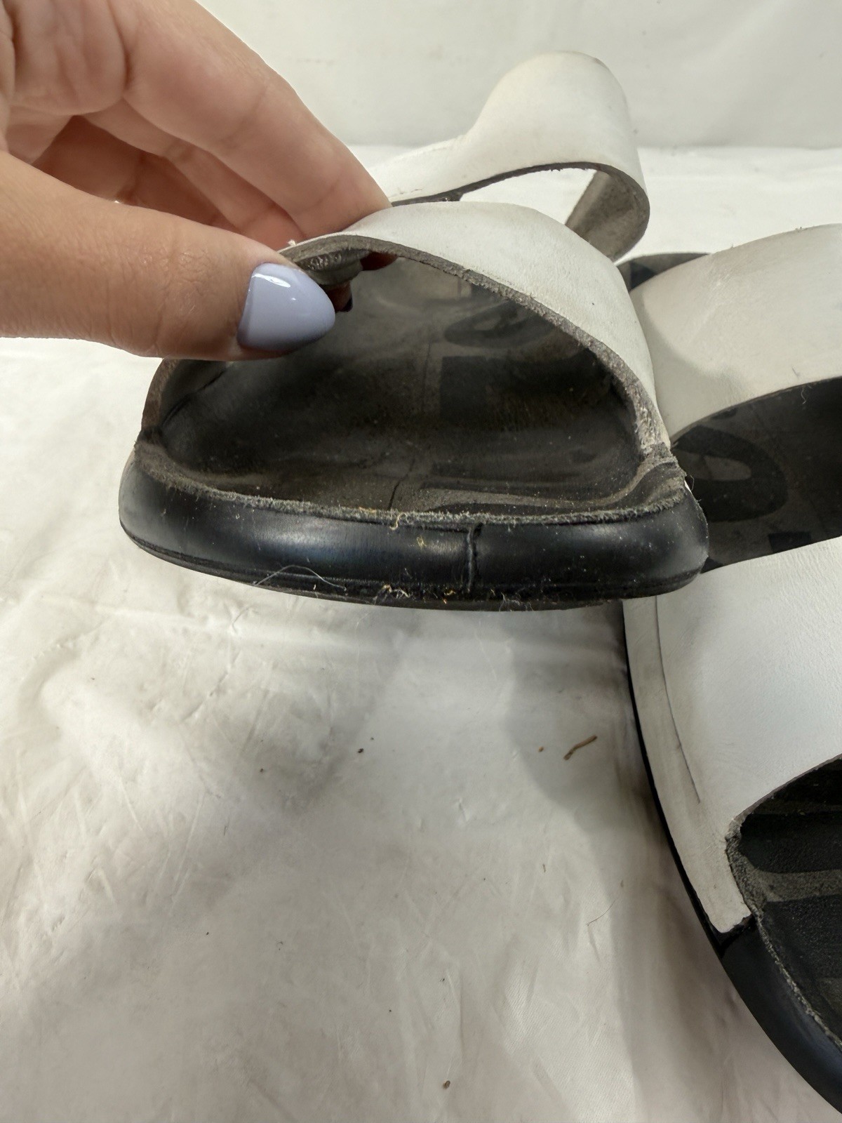 Ecco 2nd Cozmo 2 Band Leather Slide White Sandal Size 6-6.5