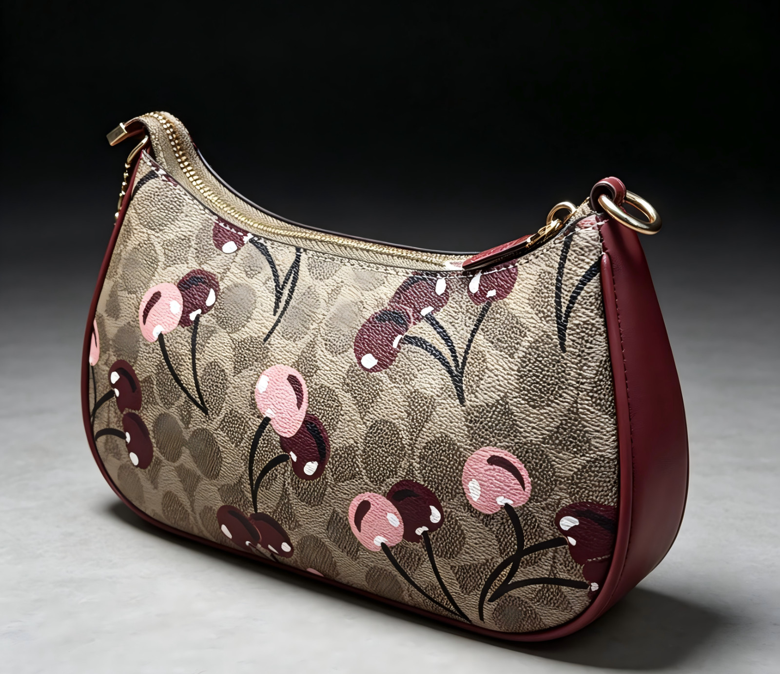 Coach Women’s Classic Teri Cherry Canvas Monogram Shoulder/Crossbody Bag New