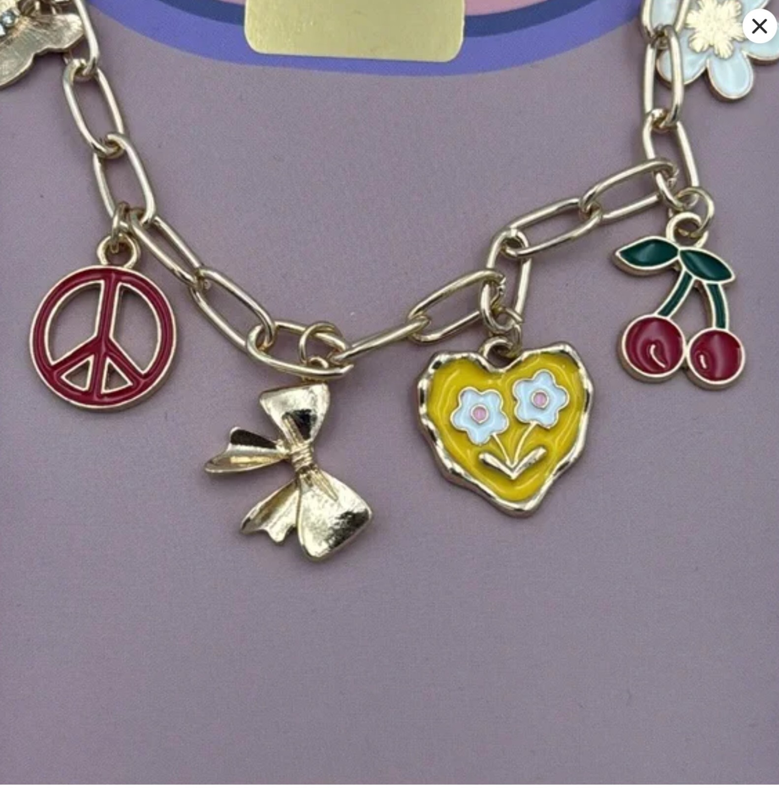 XOXO Extension Chain Charms Cherry Butterfly Smiley Bow NWT