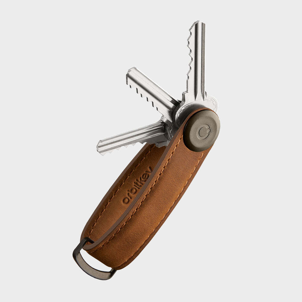 Orbitkey Crazy-Horse Leather Key Organizer, Carry 2-7 Keys, Chestnut Brown/Brown