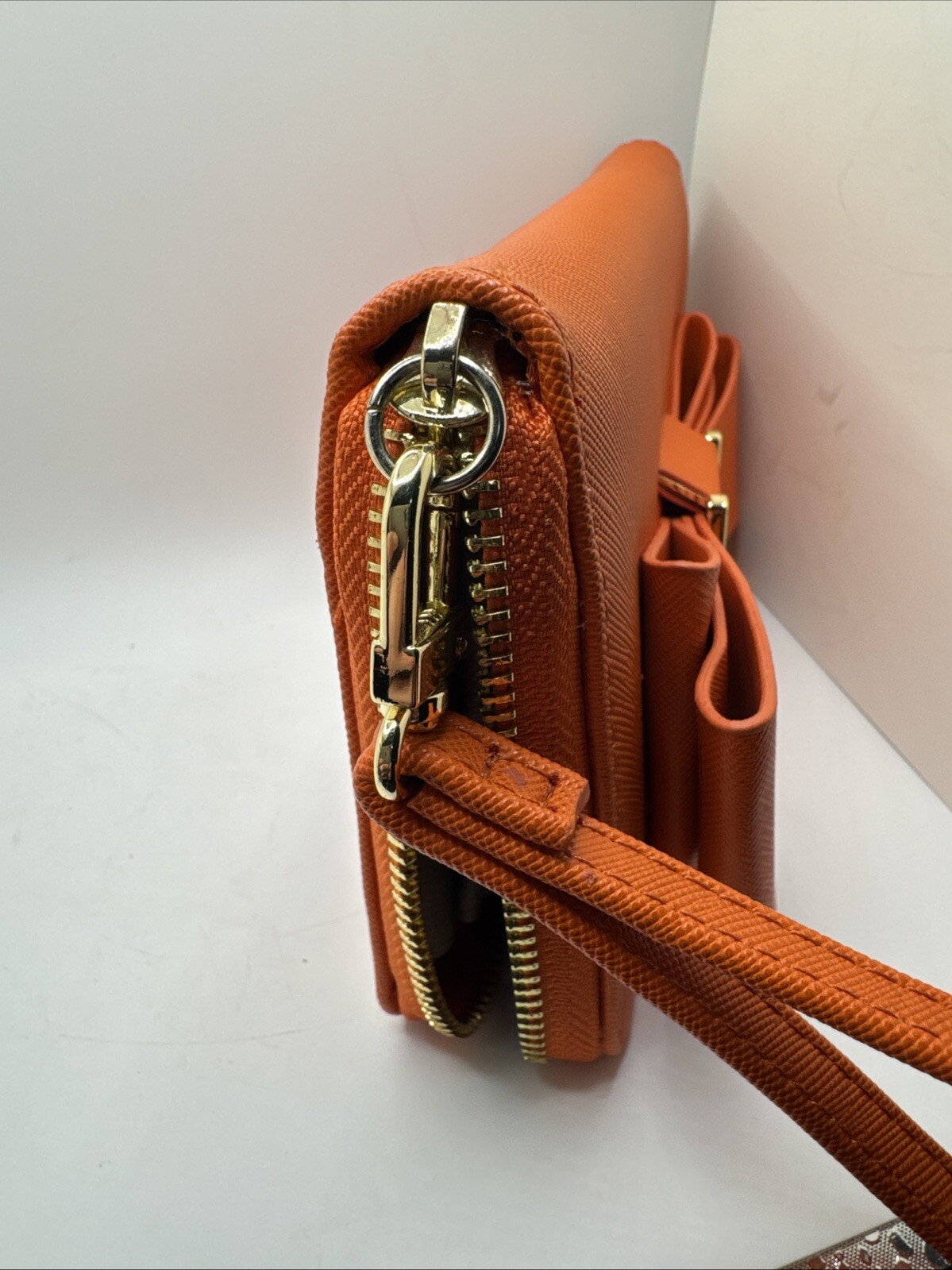 Orange Betsey Johnson Zipper Wallet Wrist Strap Bow Accent