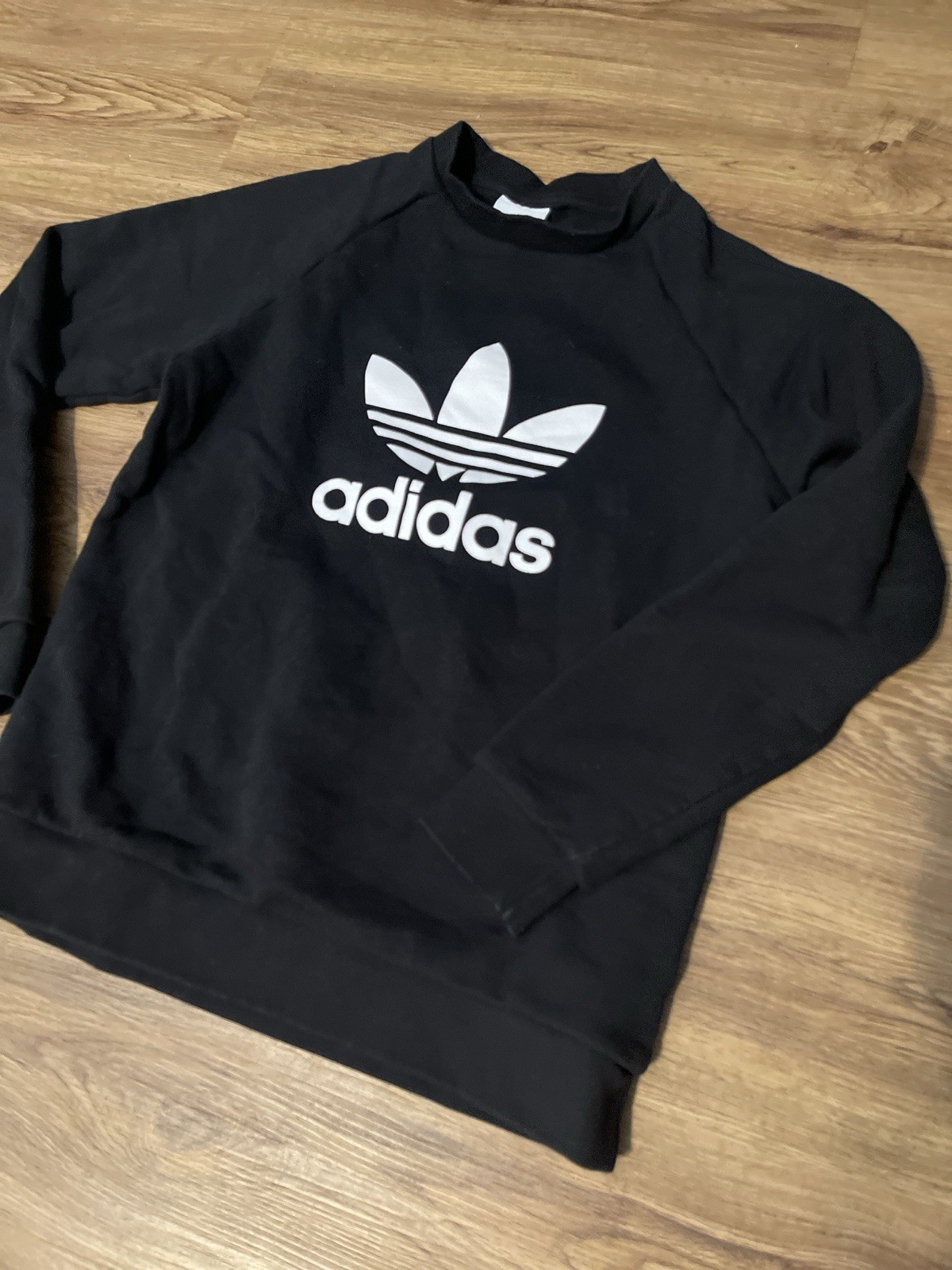 2018 adidas Originals Black Trefoil Logo Crewneck Fleece Pullover M/L