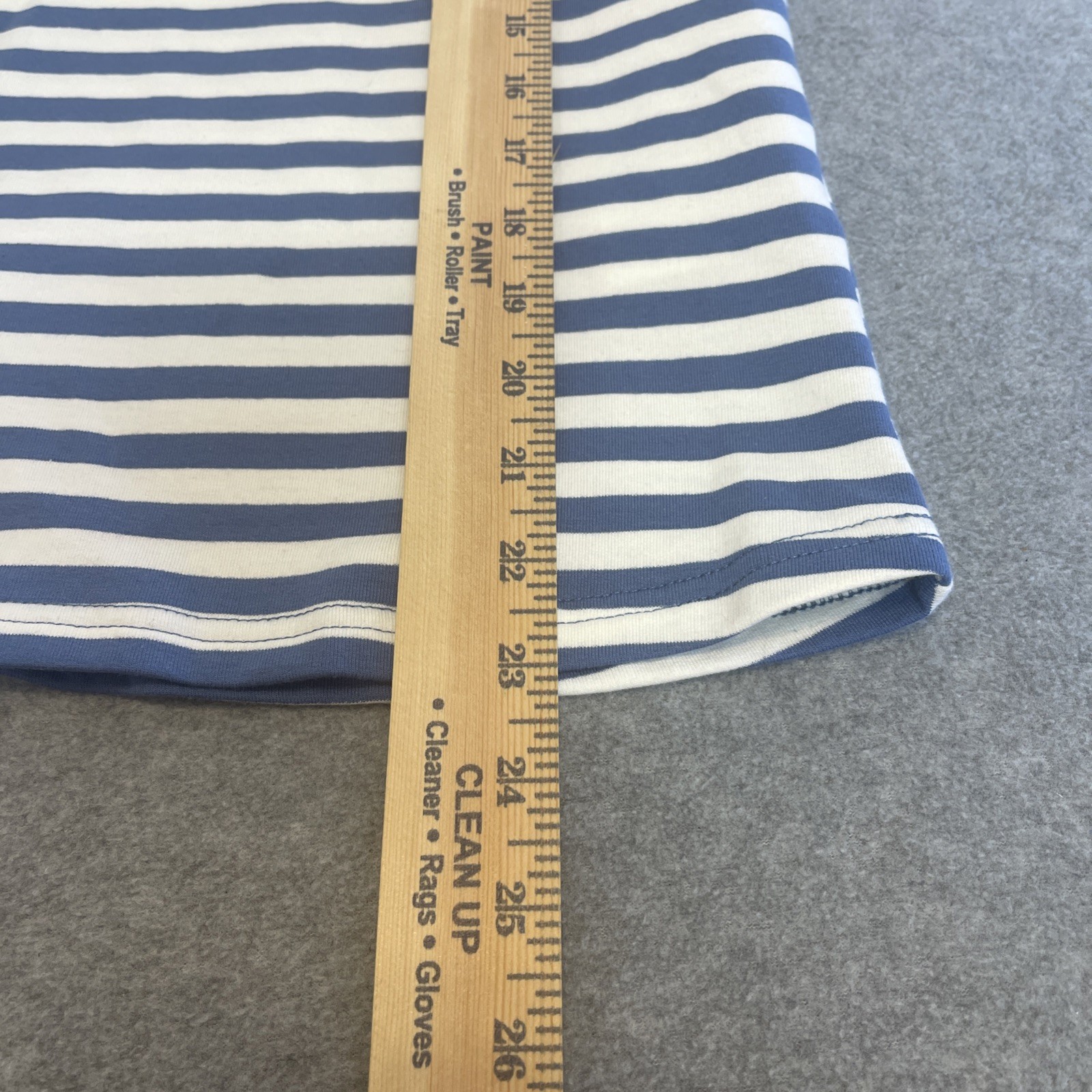 Umgee Branded Top with Blue and Horizontal Stripes with Solid Blue Collar Sz Sm