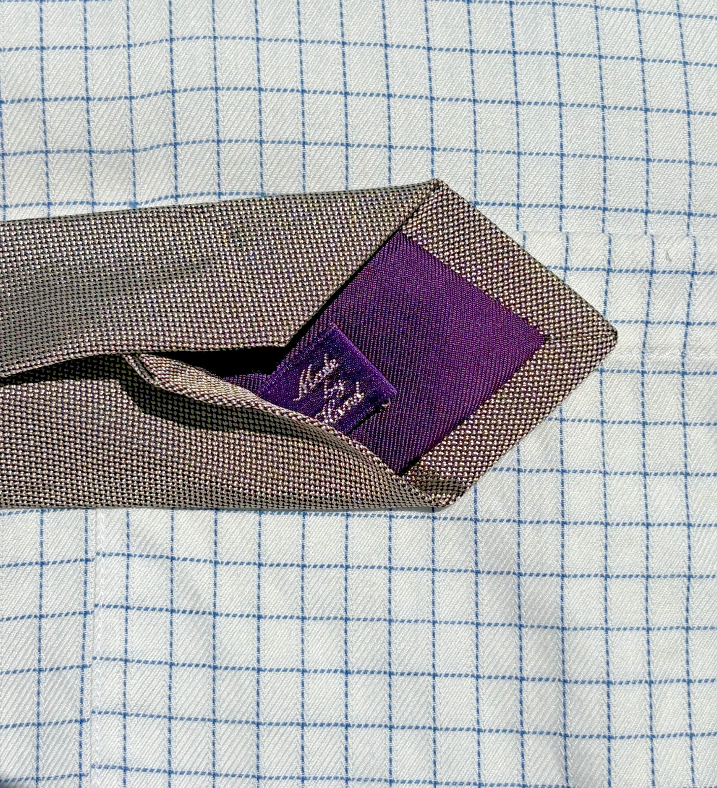 Ralph Lauren Purple Label Silver Woven Silk Necktie – England – $235.00