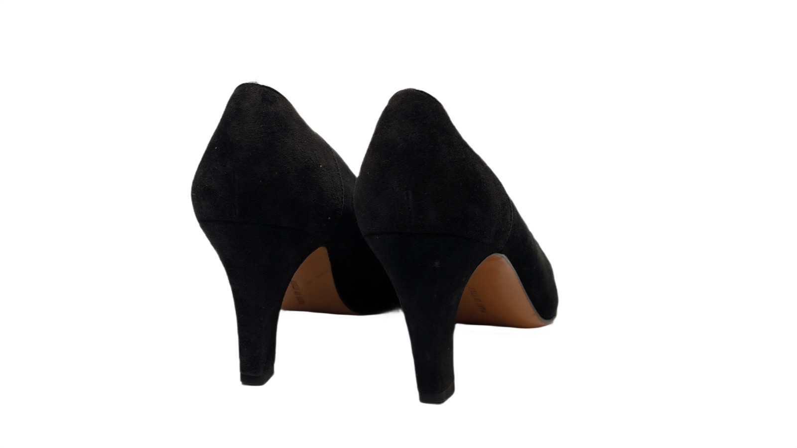 Salvatore Ferragamo 1990’s “Baronessa” Black Suede V-Neck Pumps Heels Size 7AAA