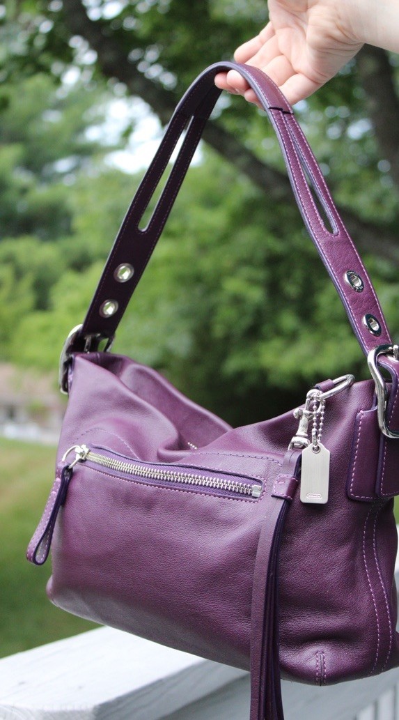 Vintage Coach 1417 Purple Genuine Leather East West Legacy Shoulder Bag
