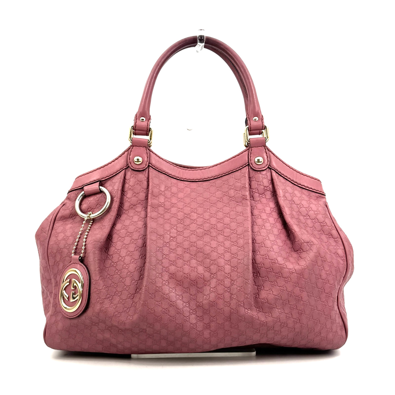 Gucci Shoulder Bag Sukey Leather Shima Micro GG Pink Authentic 420T0450