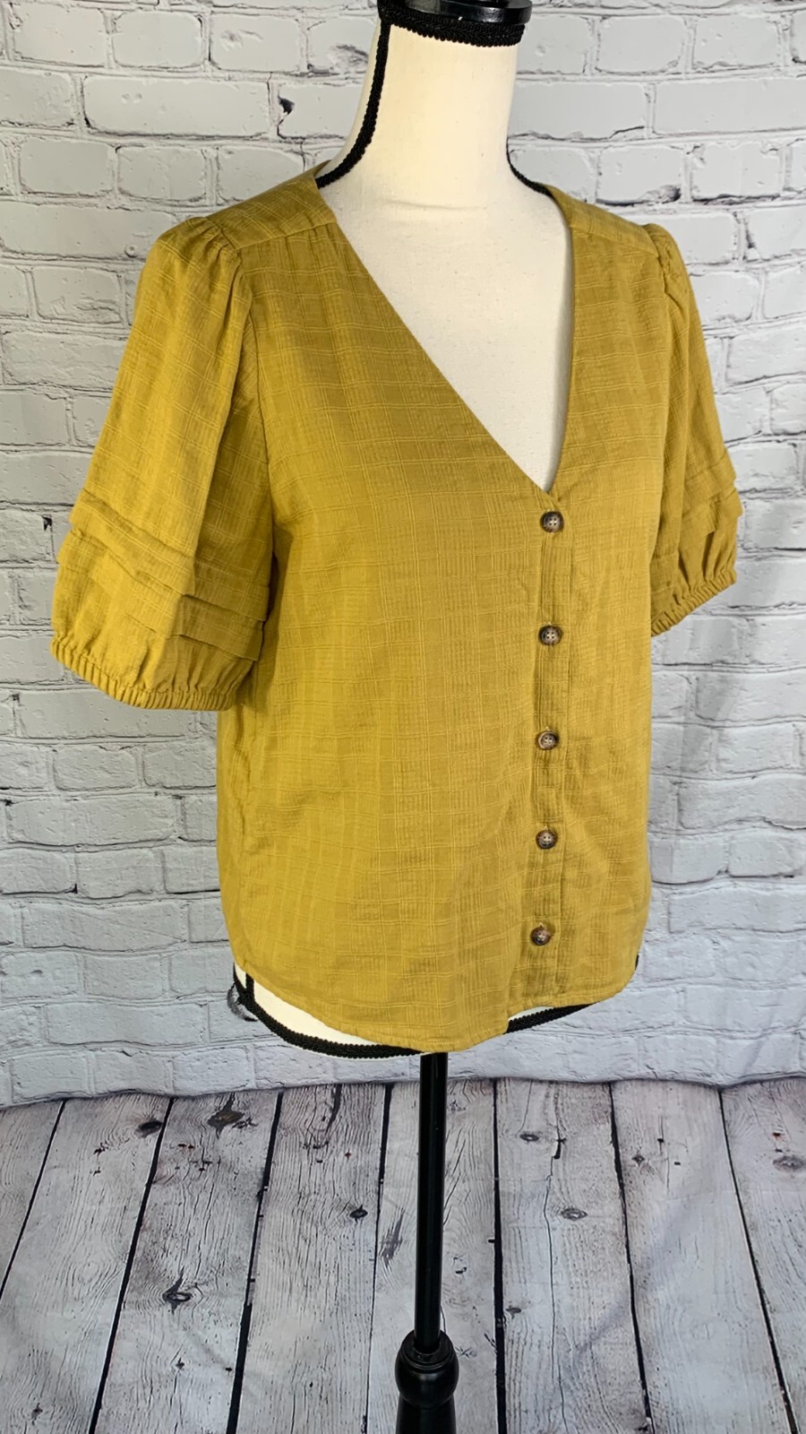 NEW MADEWELL Pembroke 100% Cotton Top in Mahan Plaid Bronzed Lichen Medium