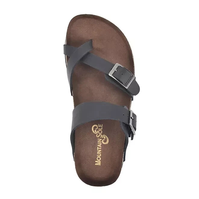 Mountain Sole Ladies Leather Sandal Size 6 Black