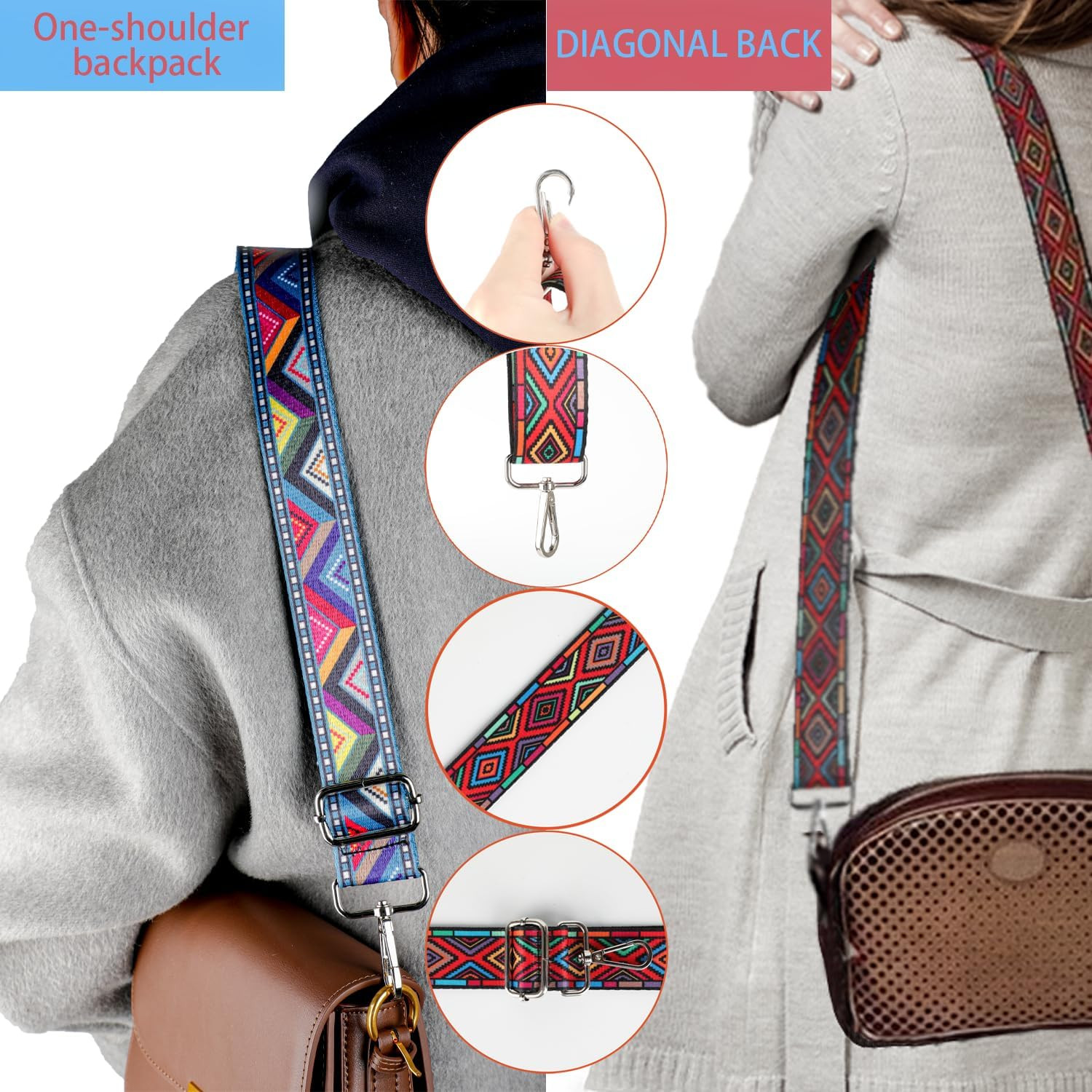 2 PCS Purse Strap, 1.5″ Wide Shoulder Strap Adjustable Replacement, Replacement