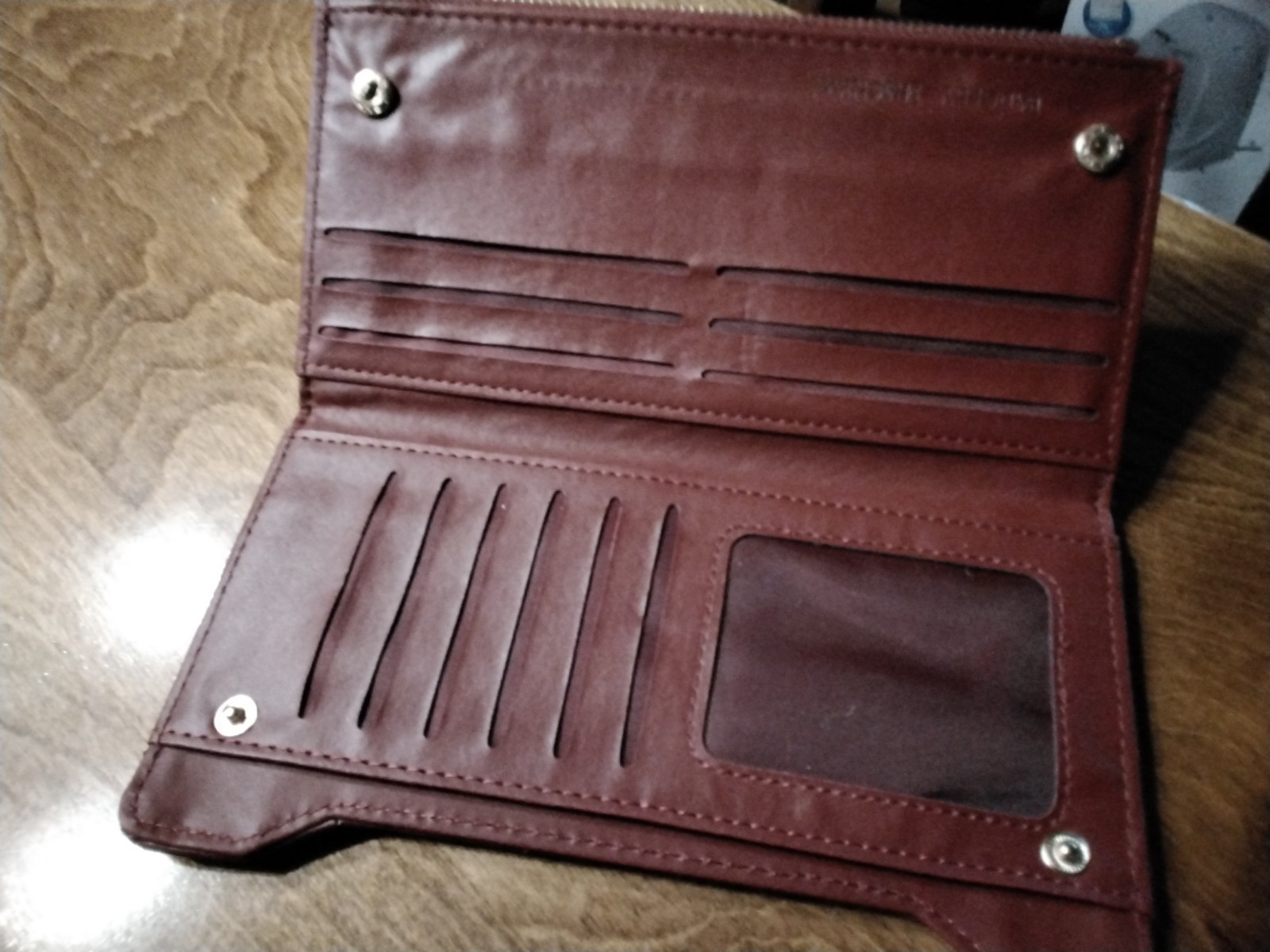 Badgley Mischka Logo Quilted Button Open Long Card Wallet Card Slots…