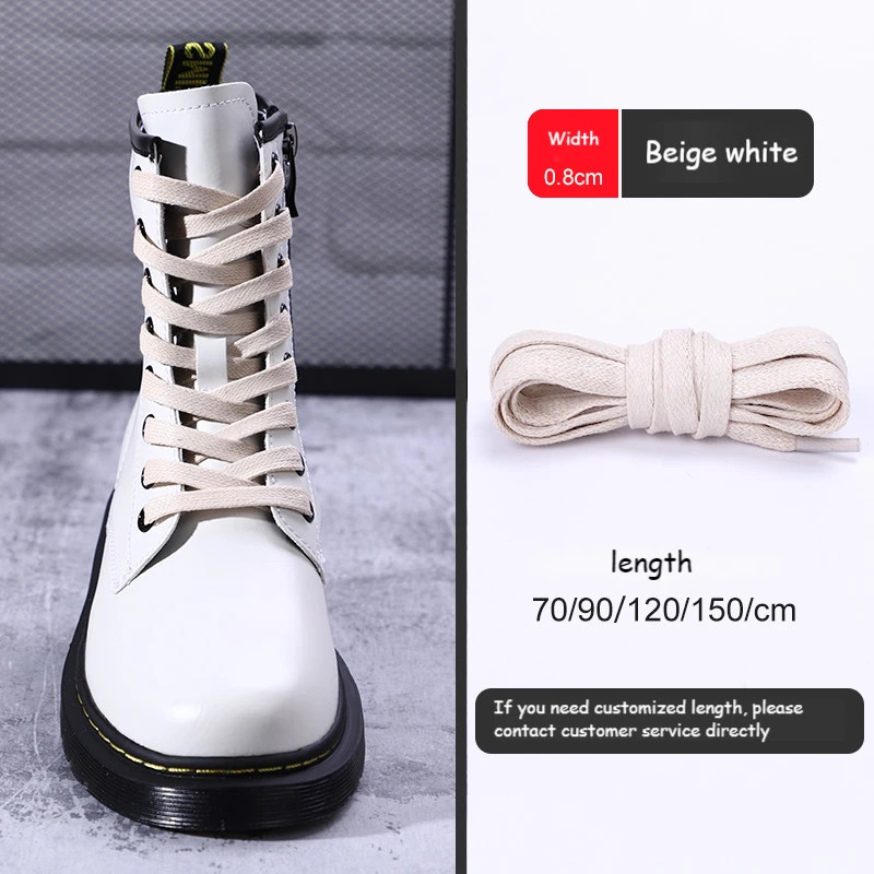 1 Pair Waxed Cotton Shoelaces 0.8CM Width Flat Waterproof Shoe Laces Unisex Boot