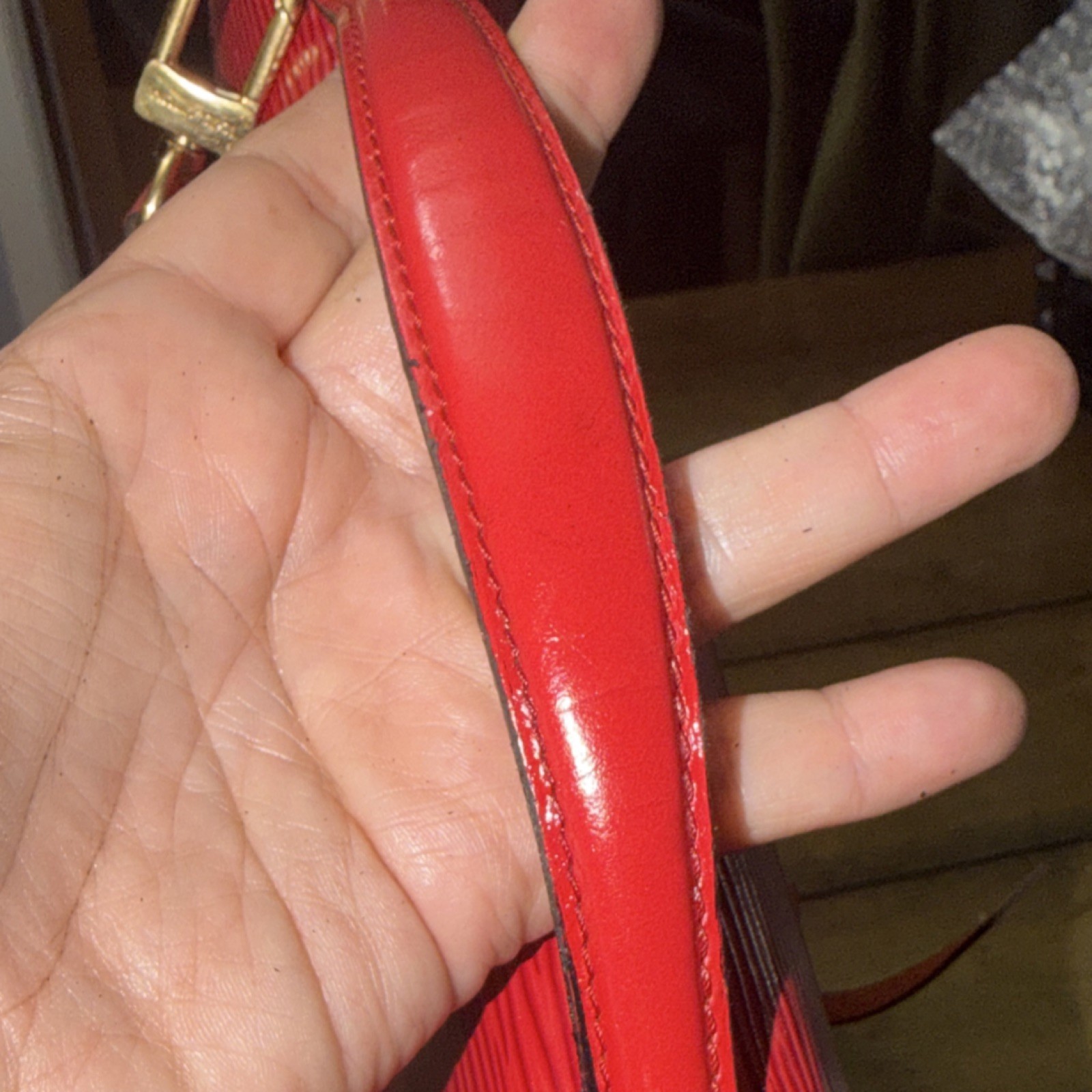 Louis Vuitton Red Epi Monceau 28 Handbag in textured leather/gold-tone hardware