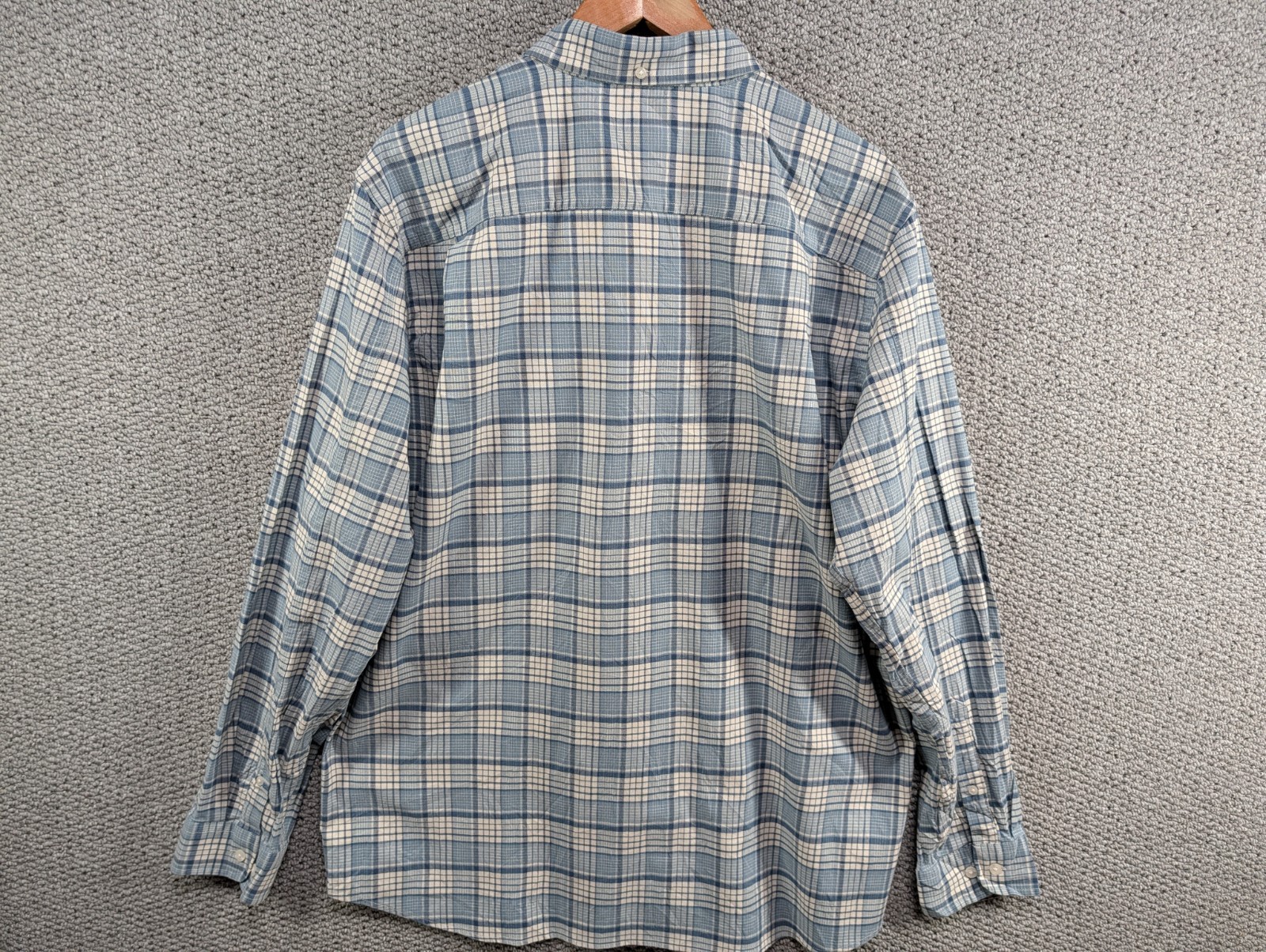 LL BEAN Comfort Stretch Blue Check Plaid Slightly Fitted Button Shirt XL Tall