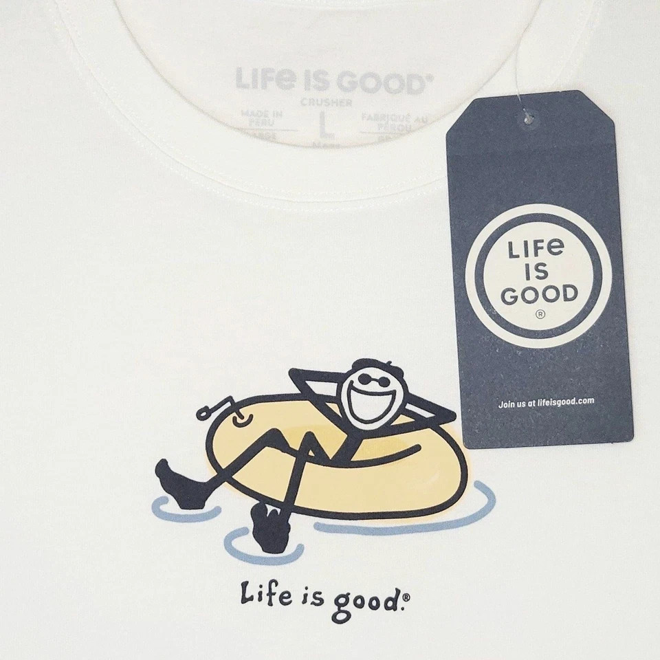 Life is Good Mens Crusher Tee White Inner Tube Jake Graphic T-Shirt-Choose Size