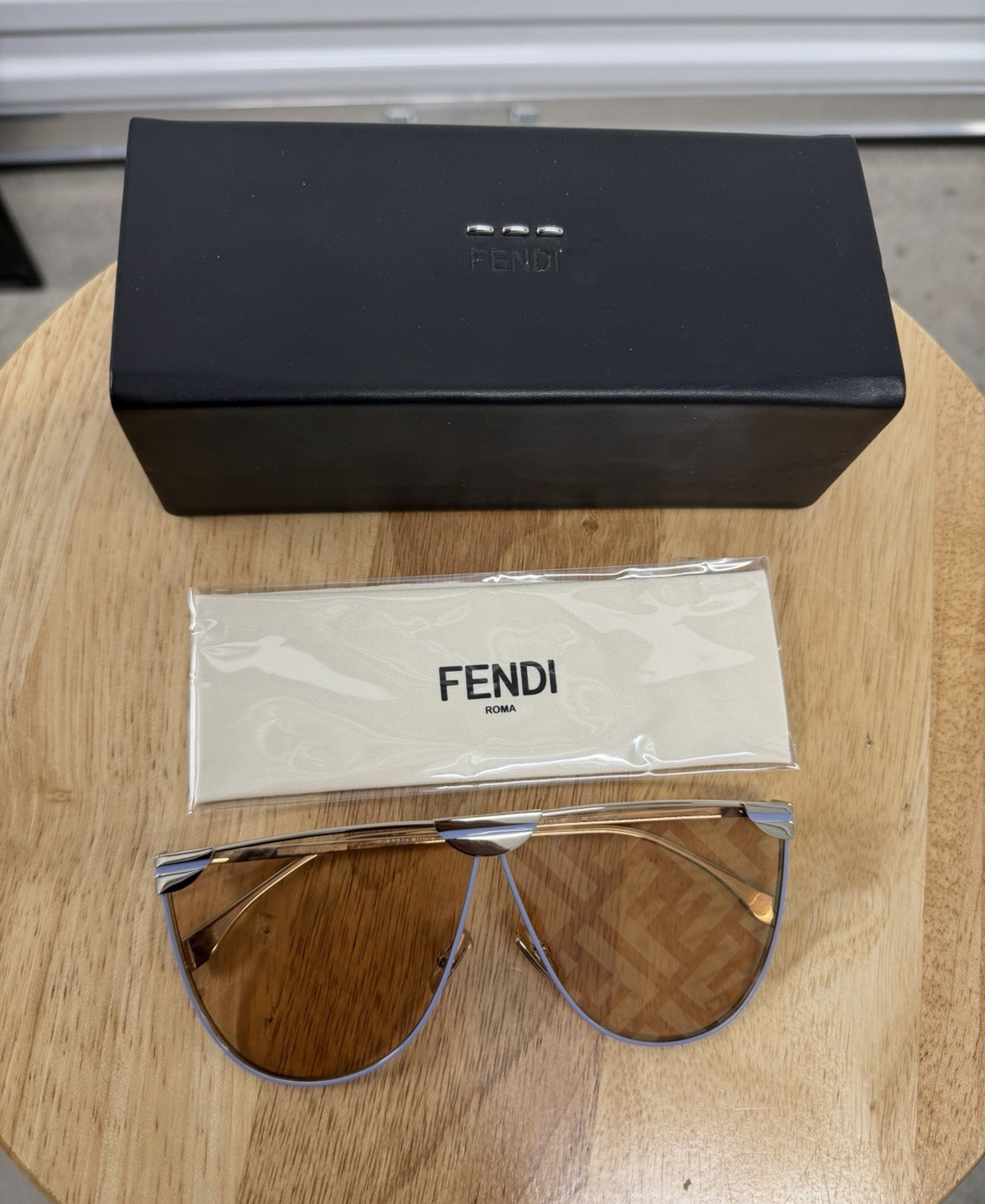Fendi FF 0362/S Women’s Aviator Sunglasses Gold Metal Brown Tinted 145mm