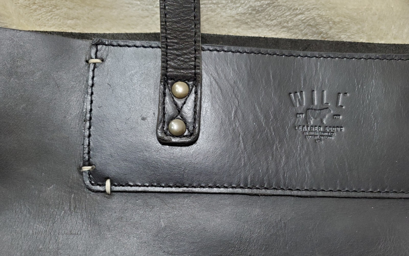 XLarge Will Leather Goods BLACK GENUINE LEATHER SHOULDER BAG HANDBAG PURSE TOTE
