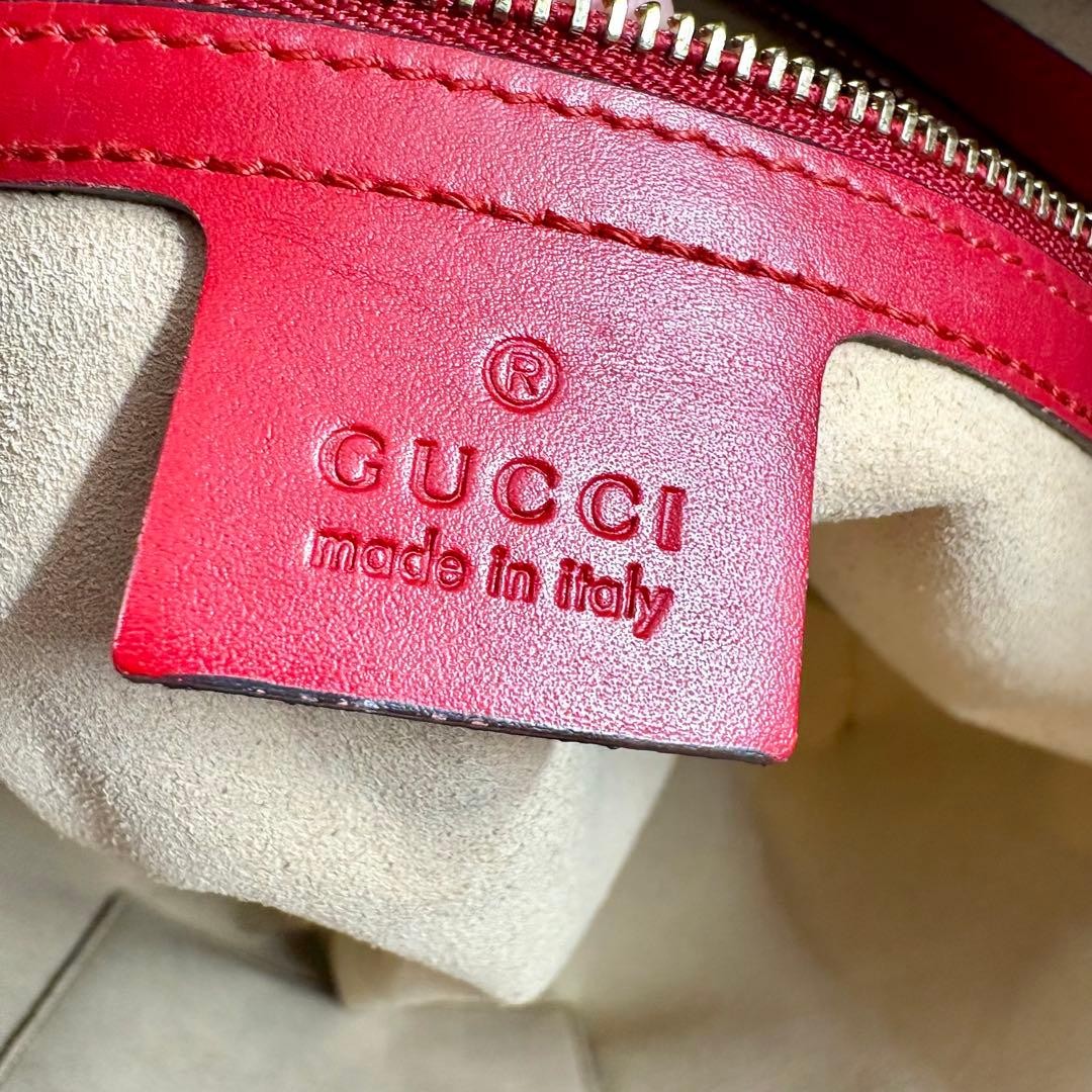 GUCCI Shoulder Bag Guccissima Red Leather Size: W11.4xH9.8 in. Strap: 43.3″