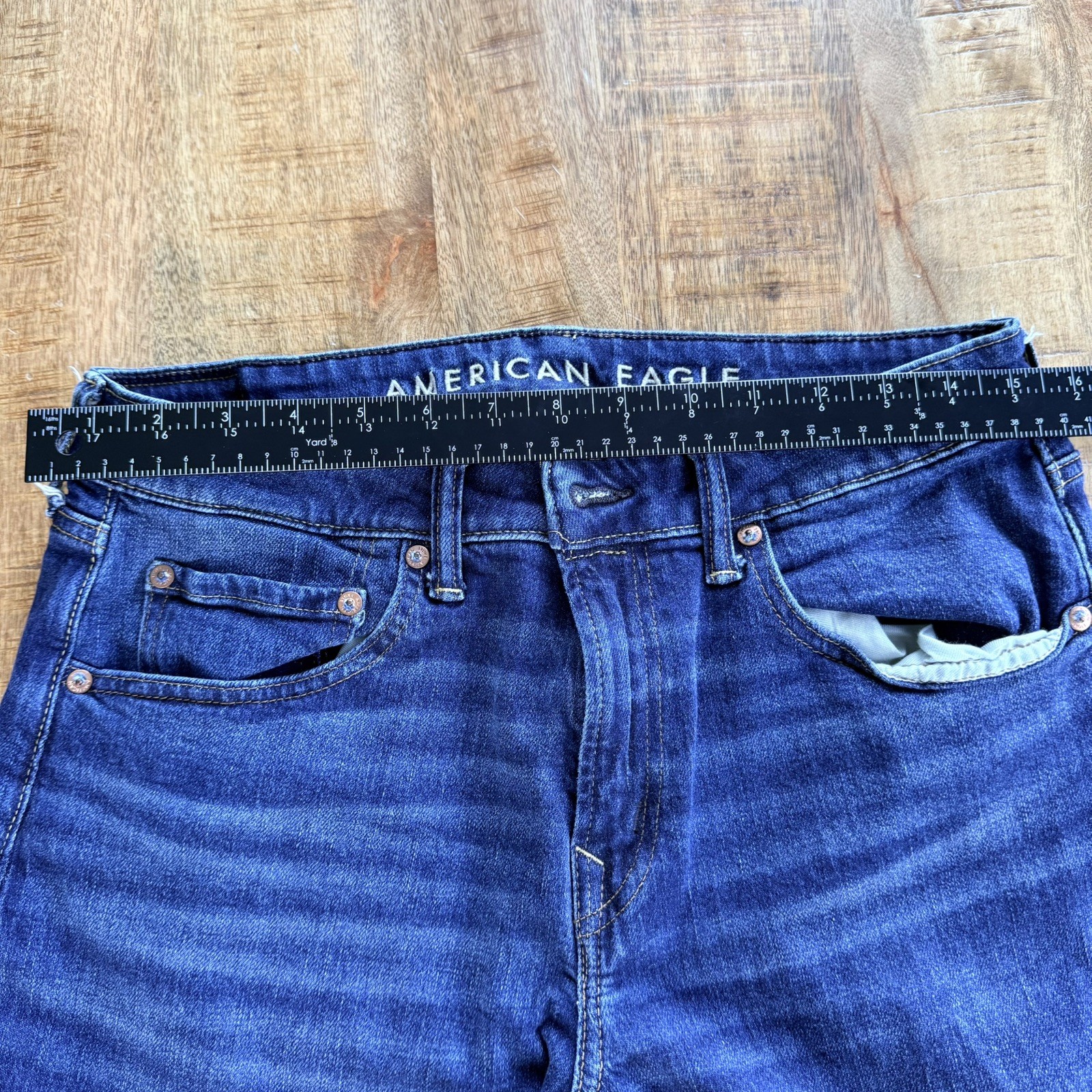 American Eagle Mens Airflex+ Athletic Fit Dark Wash Blue Jeans 31×30