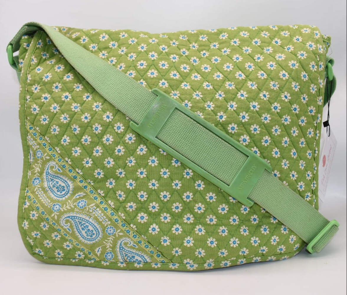 Vera Bradley Commuter Laptop Messenger Bag in “Apple Green” Pattern