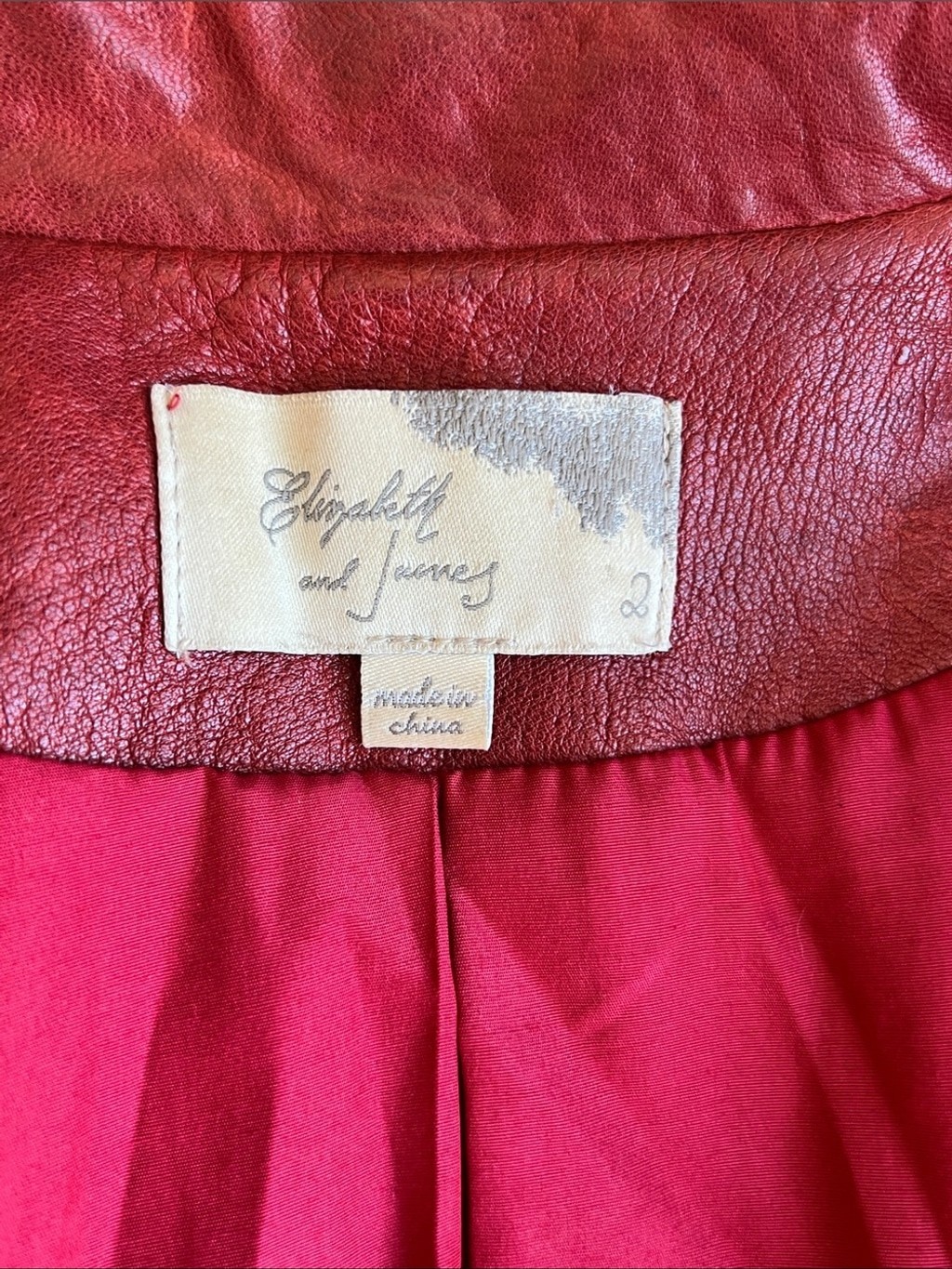 Elizabeth and James Red Leather Blazer Jacket