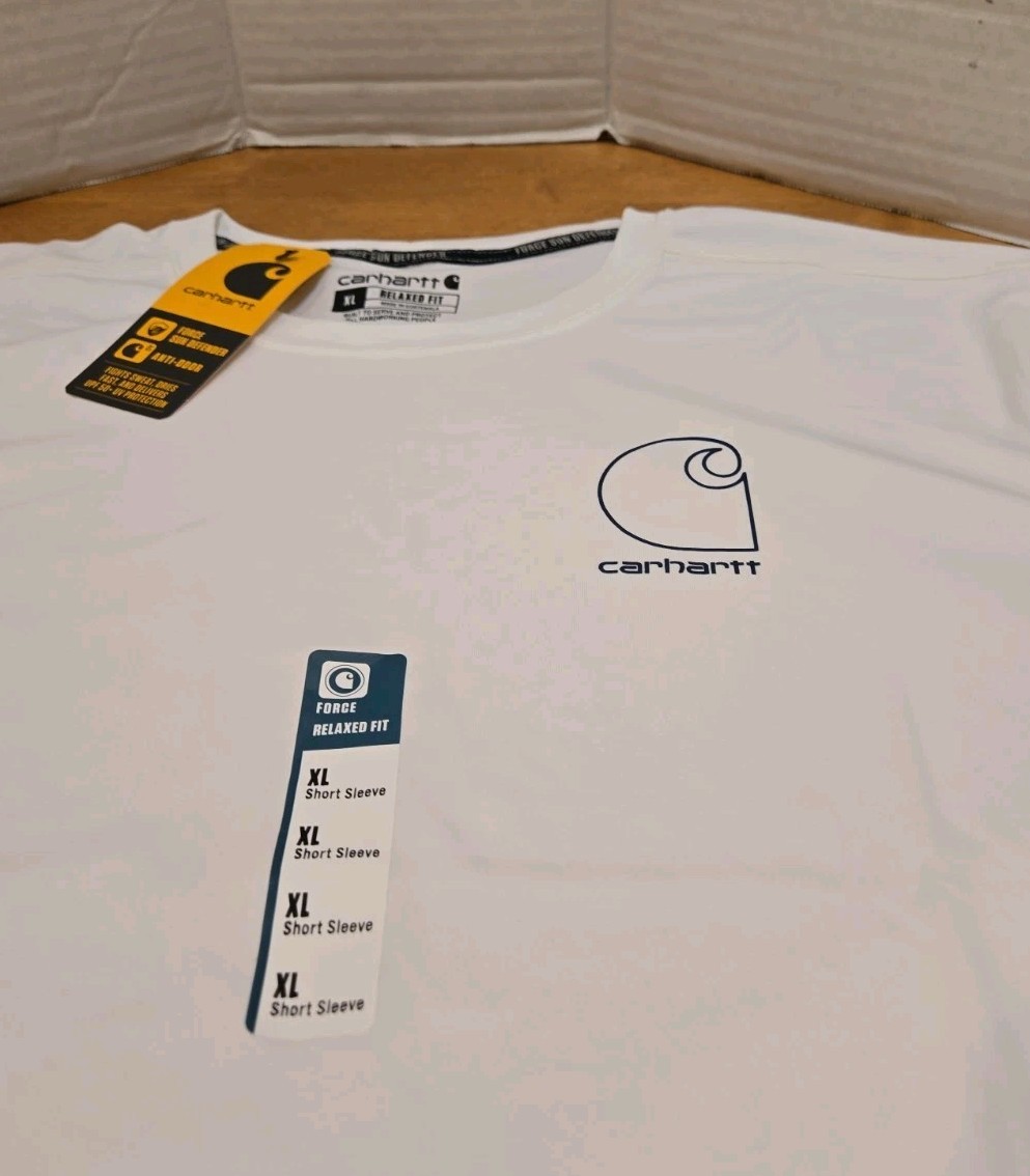 Carhartt Force Sun Defender T-Shirt Men’s XL Relaxed Fit UPF50 Logo Work Outdoor