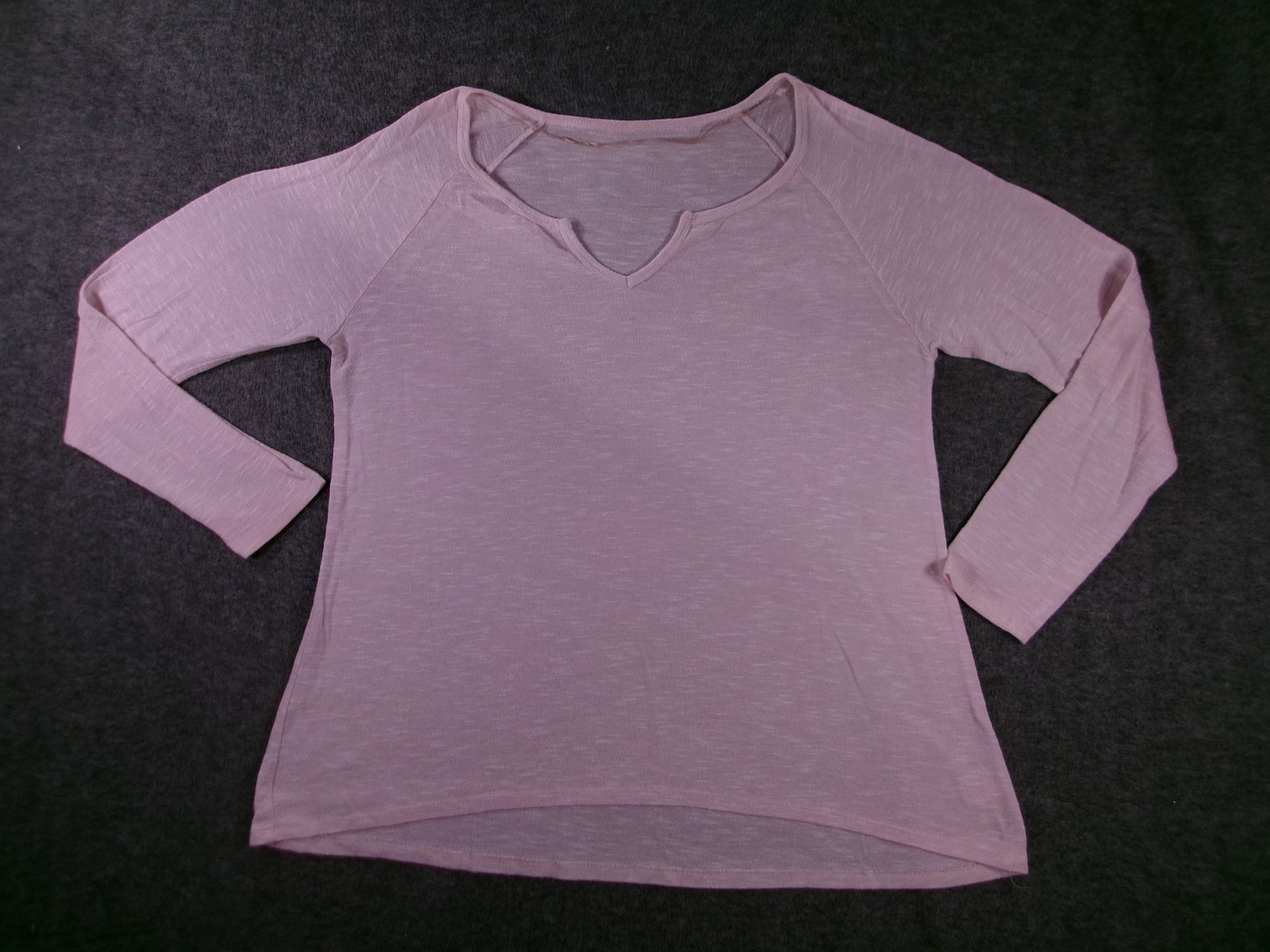 So Top Womens L Pink Lightweight Cozy Knit Raglan V Notch Long Sleeve Base Layer