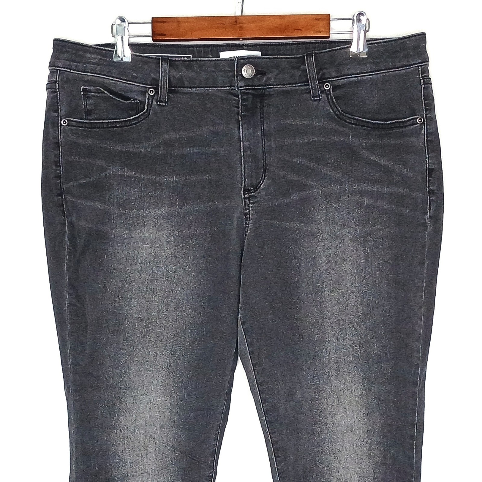 Sonoma womens skinny jeans size 16 stretch gray charcoal wash mid rise