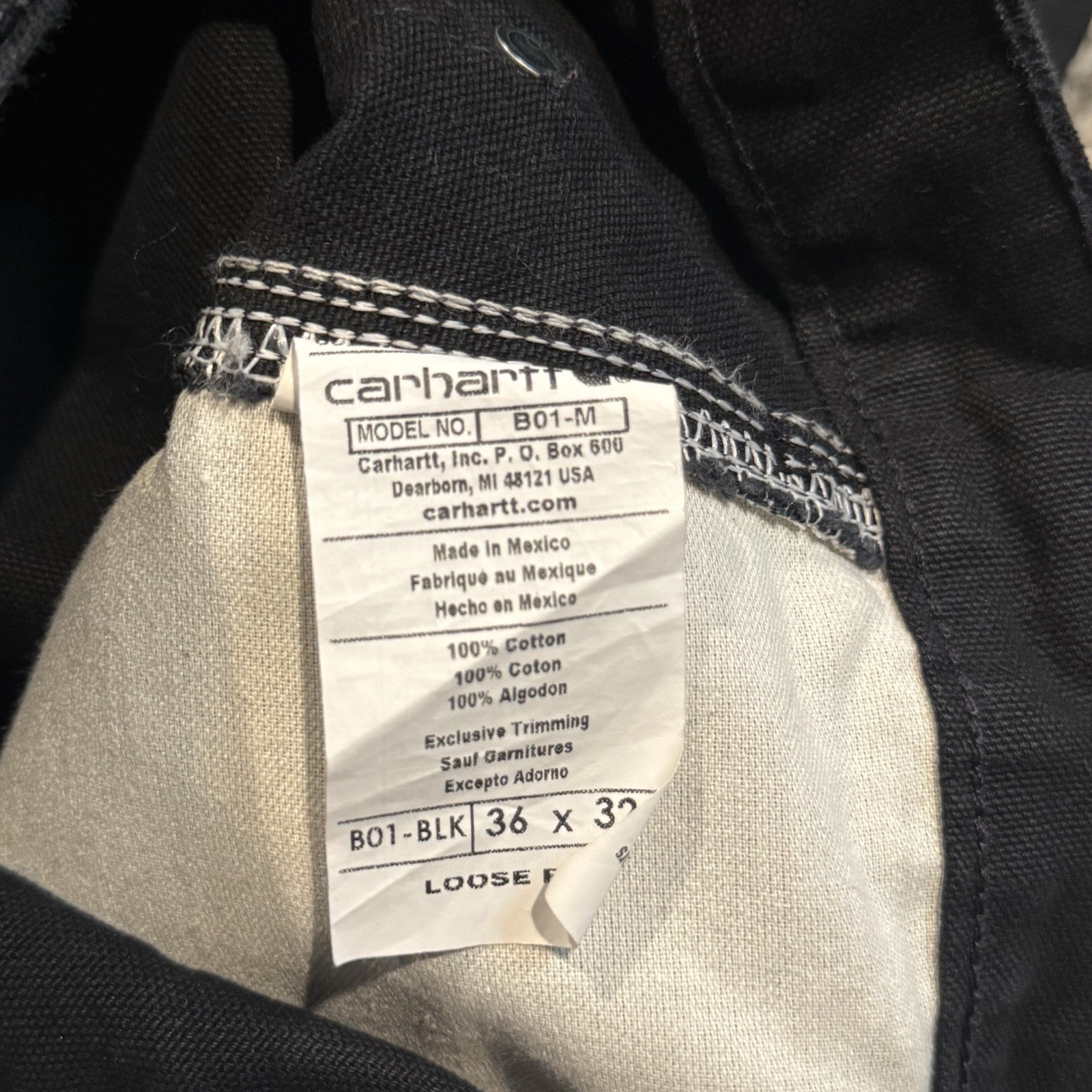 Carhartt 36 x 32 Loose Fit Double Knee Canvas Utility Workwear Carpenter Pants