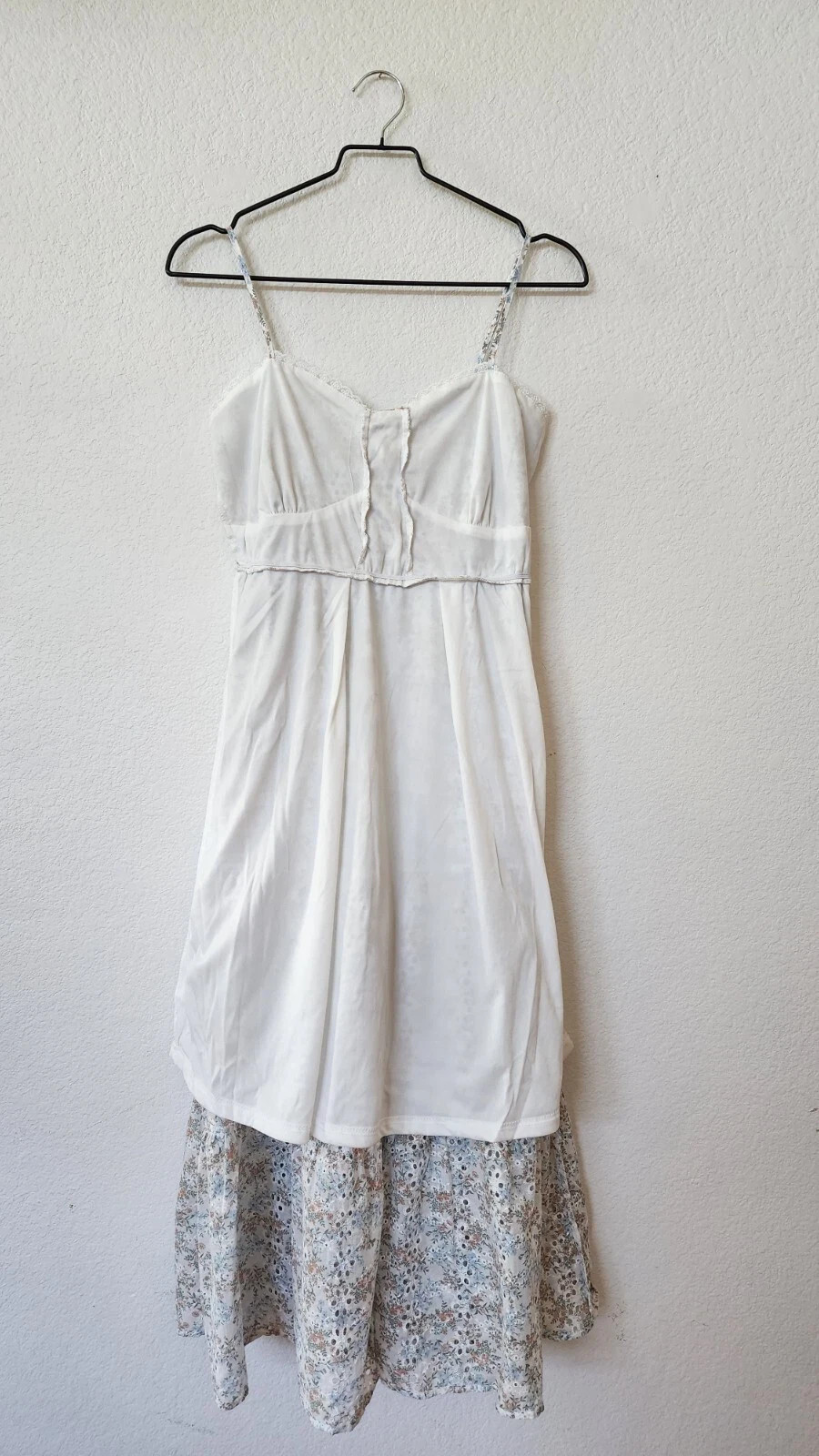 New Anthro Midi Dress Size Small White Floral Eyelet Coquette Cottage Boho Bow
