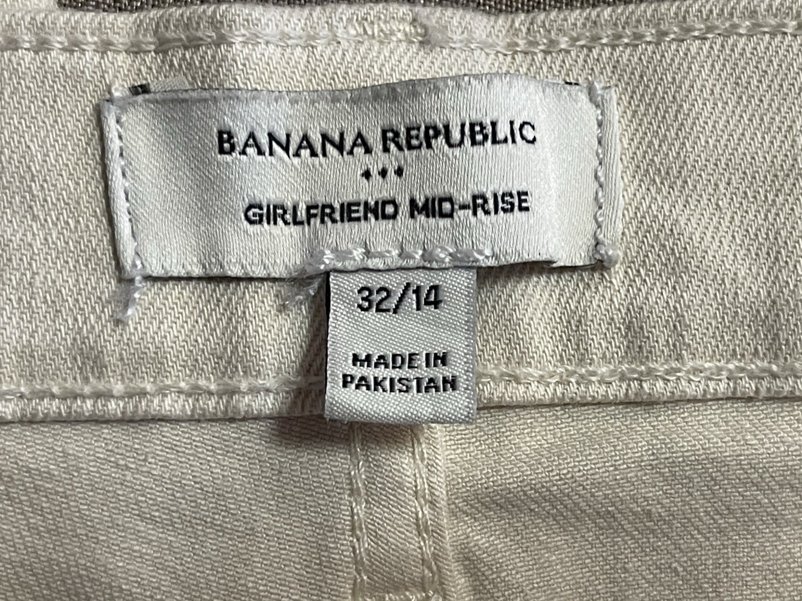 BANANA REPUBLIC, GIRLFRIEND Mid-Rise 32/14 Cream Off White Jeans, NWOT