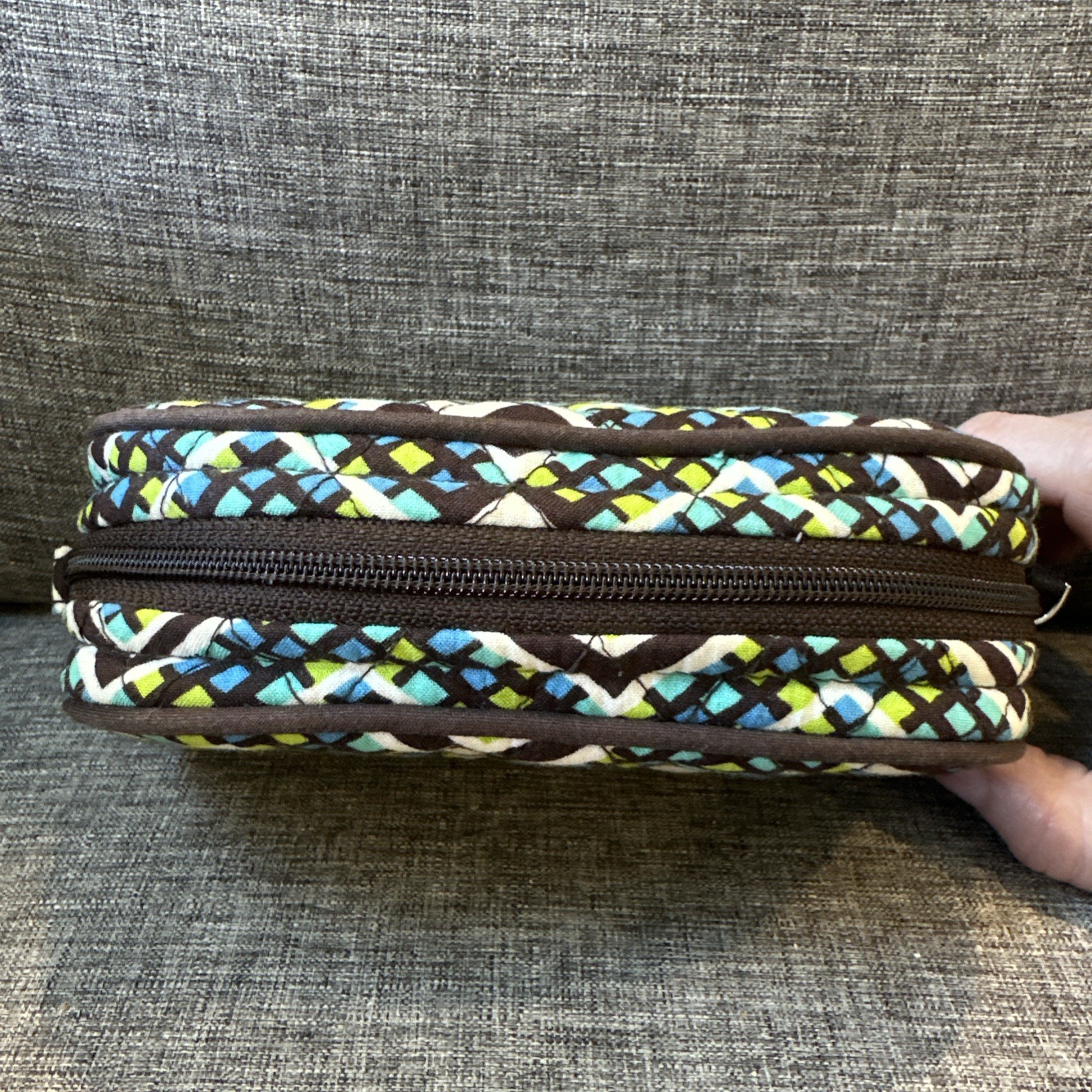VERA BRADLEY Medium zip Cosmetic Bag Rain Forest pattern Geometric green brown
