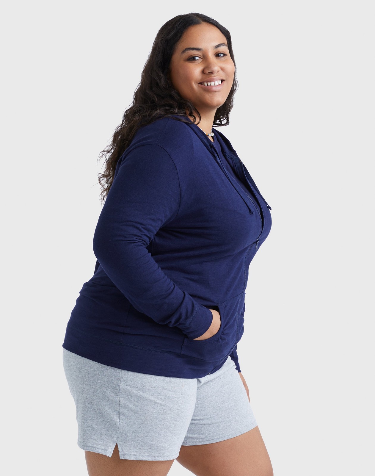 Just My Size Hoodie Women Full-Zip SlubCotton Lightweight Jersey Packets 1XL-5XL