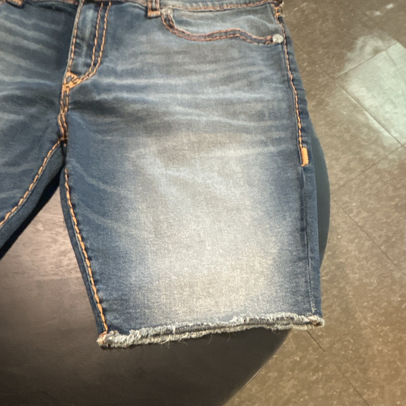 New Men’s True Religion Ricky Super T Blue Medium Wash Denim Shorts Size 46