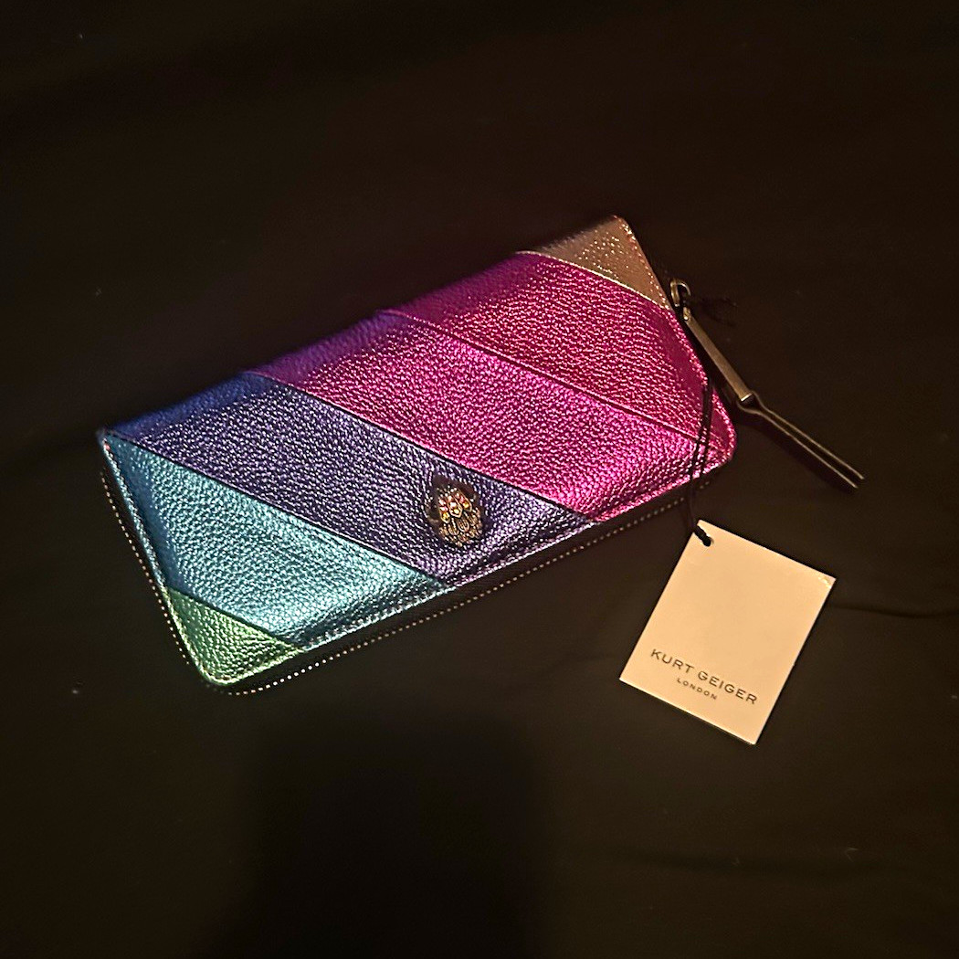 Kurt Geiger Women’s Multicolor Colorblock Zip-Around Wallet w/ Logo Zipper