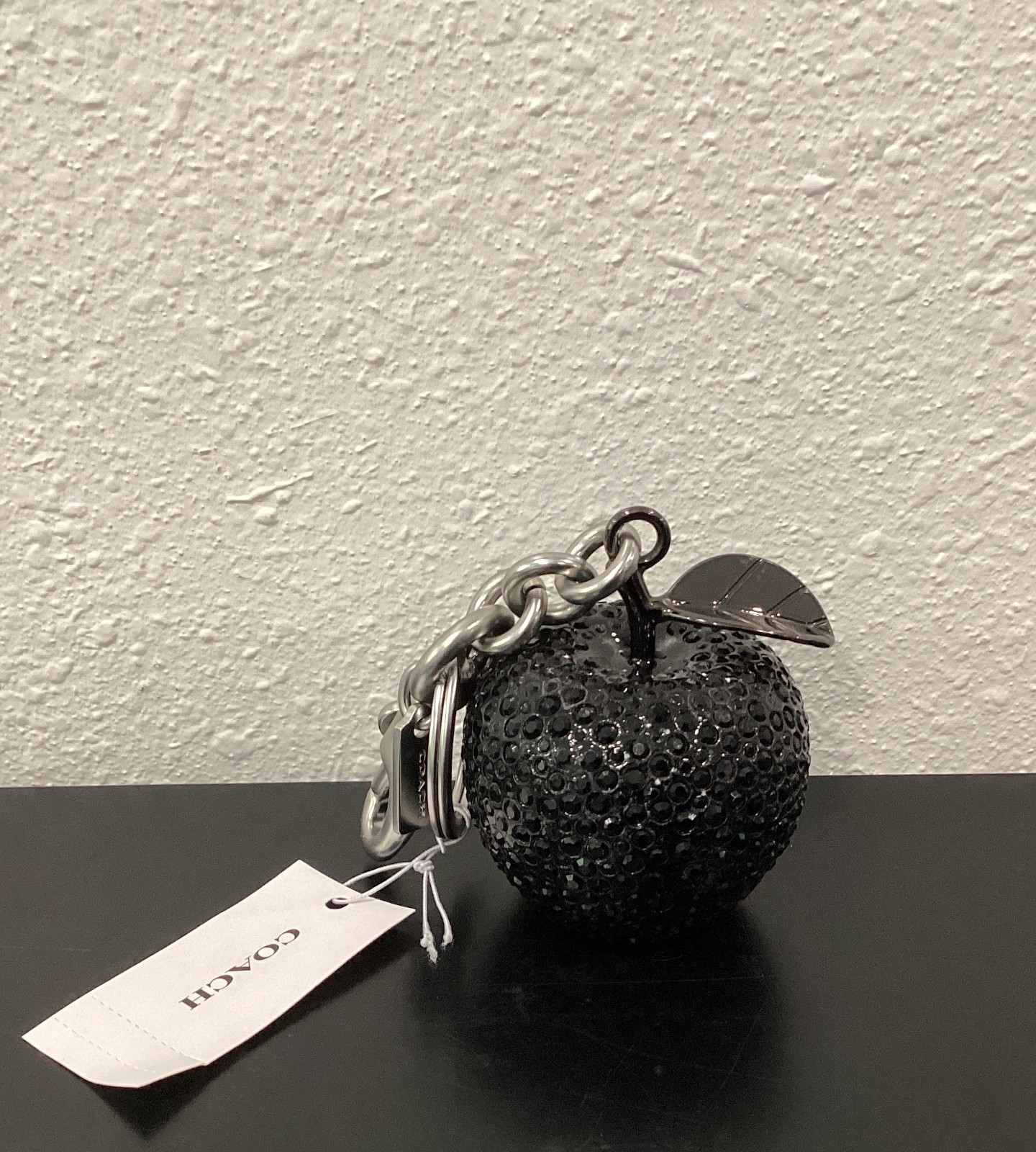 Coach Crystal Apple Black Bag Charm Keyring CCD29 2.0″ x 2.0″ Weighs 4.3 oz.