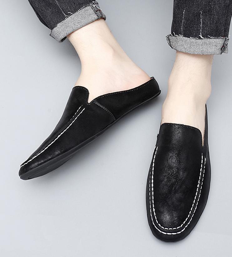 Men’s Faux Leather Pumps Shoes Business Casual Pointy Toe Gommino Slingback Chic
