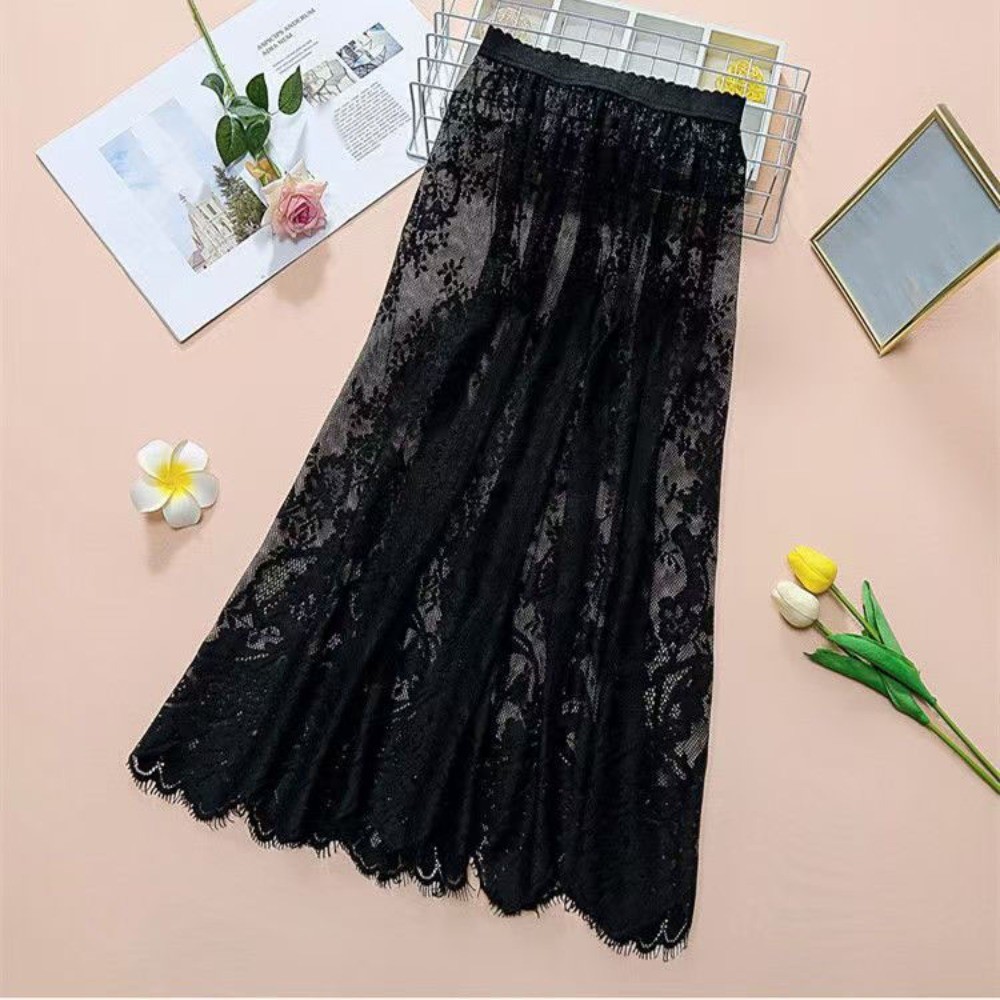 Flower Safety Skirt Petticoat 75cm Mesh Underskirt Slips Dress Commuting