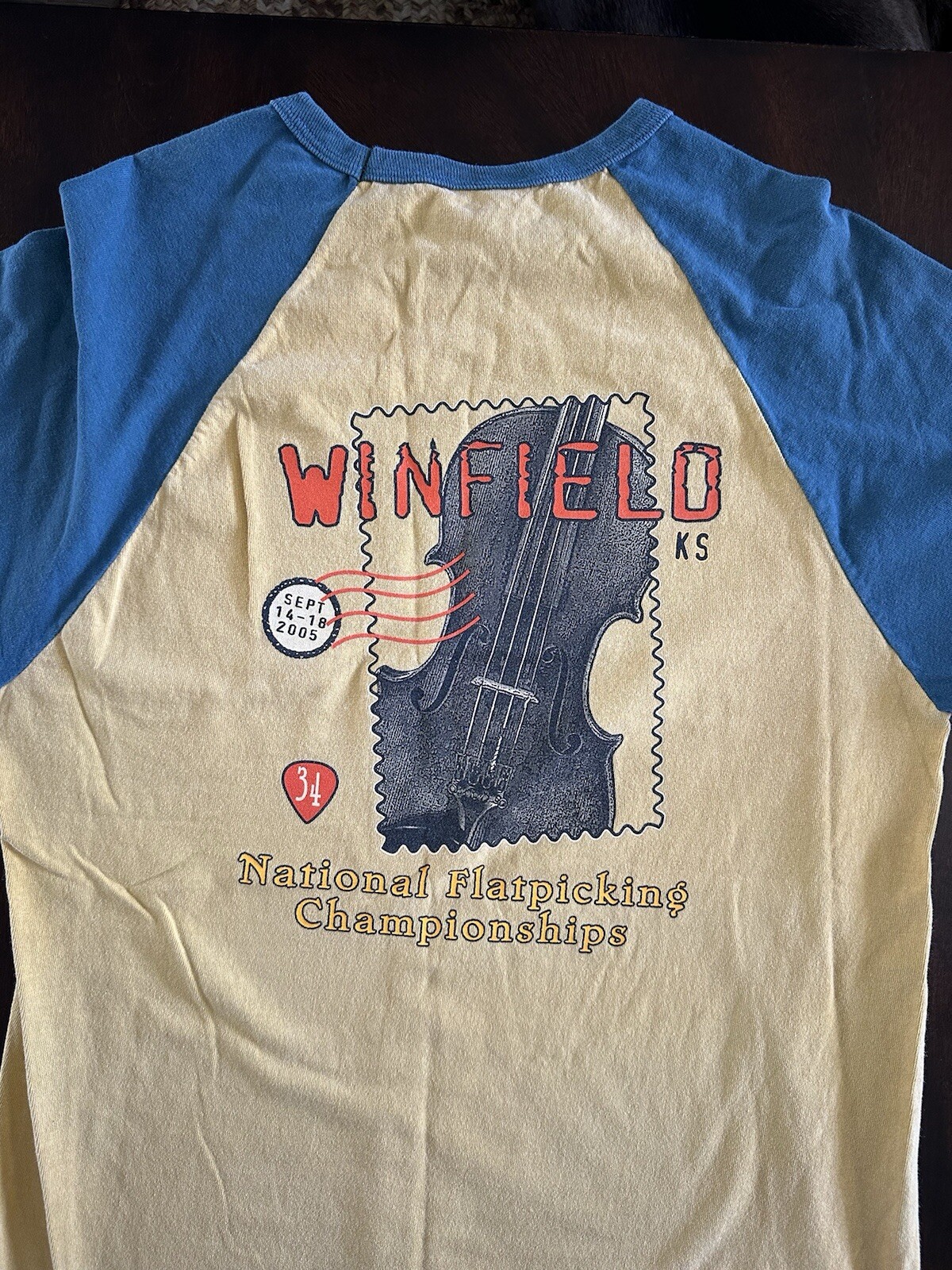 Winfield Kansas 34th Walnut Valley Bluegrass Festival Small Baseball 3/4 Sleeve