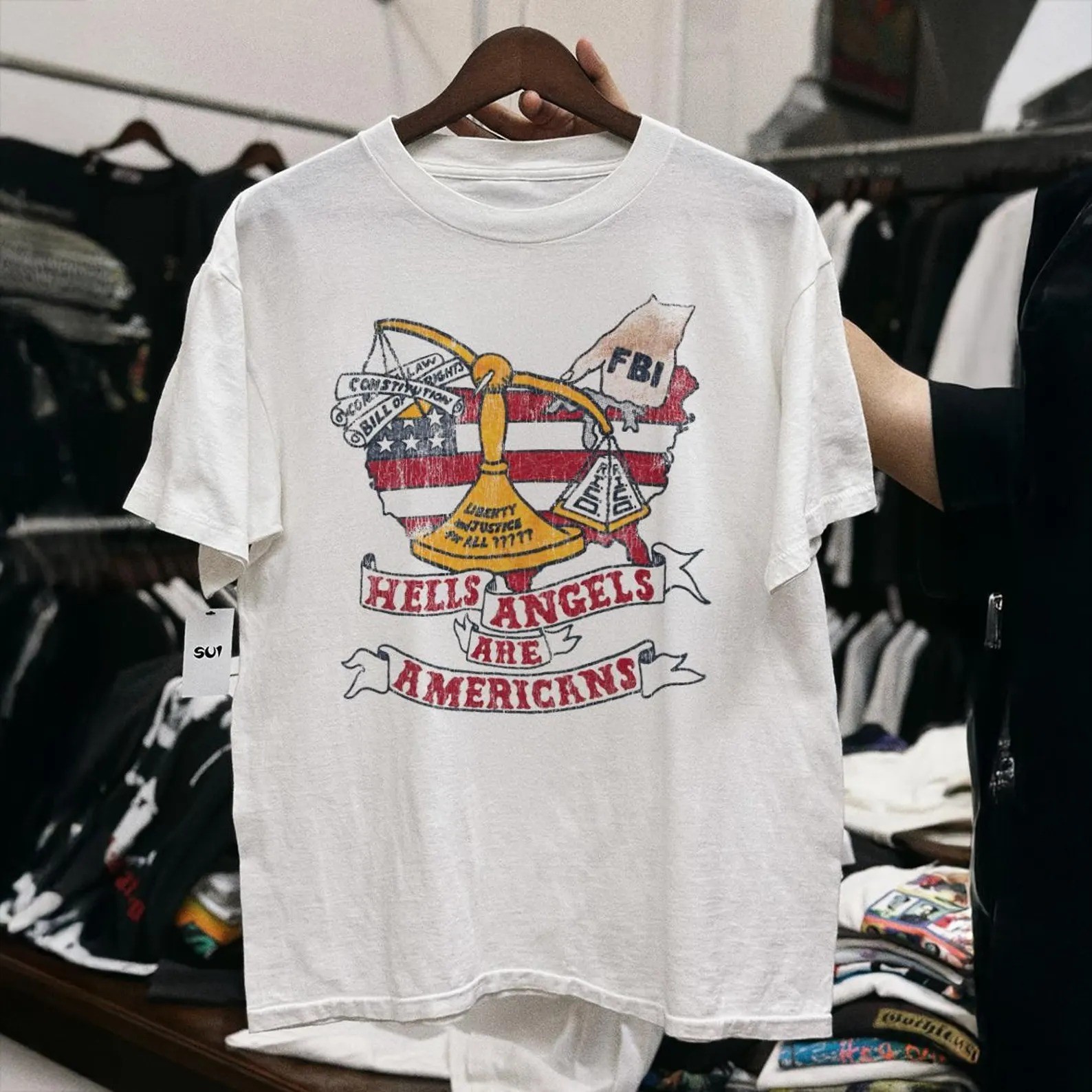 Hells Angels Are Americans Vintage Biker Motorcycle Graphic T-Shirt – S478