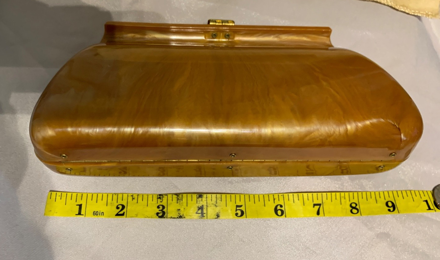 ART DECO Butterscotch TORTOISESHELL AMBER TONE BAKELITE LUCITE Clutch Purse