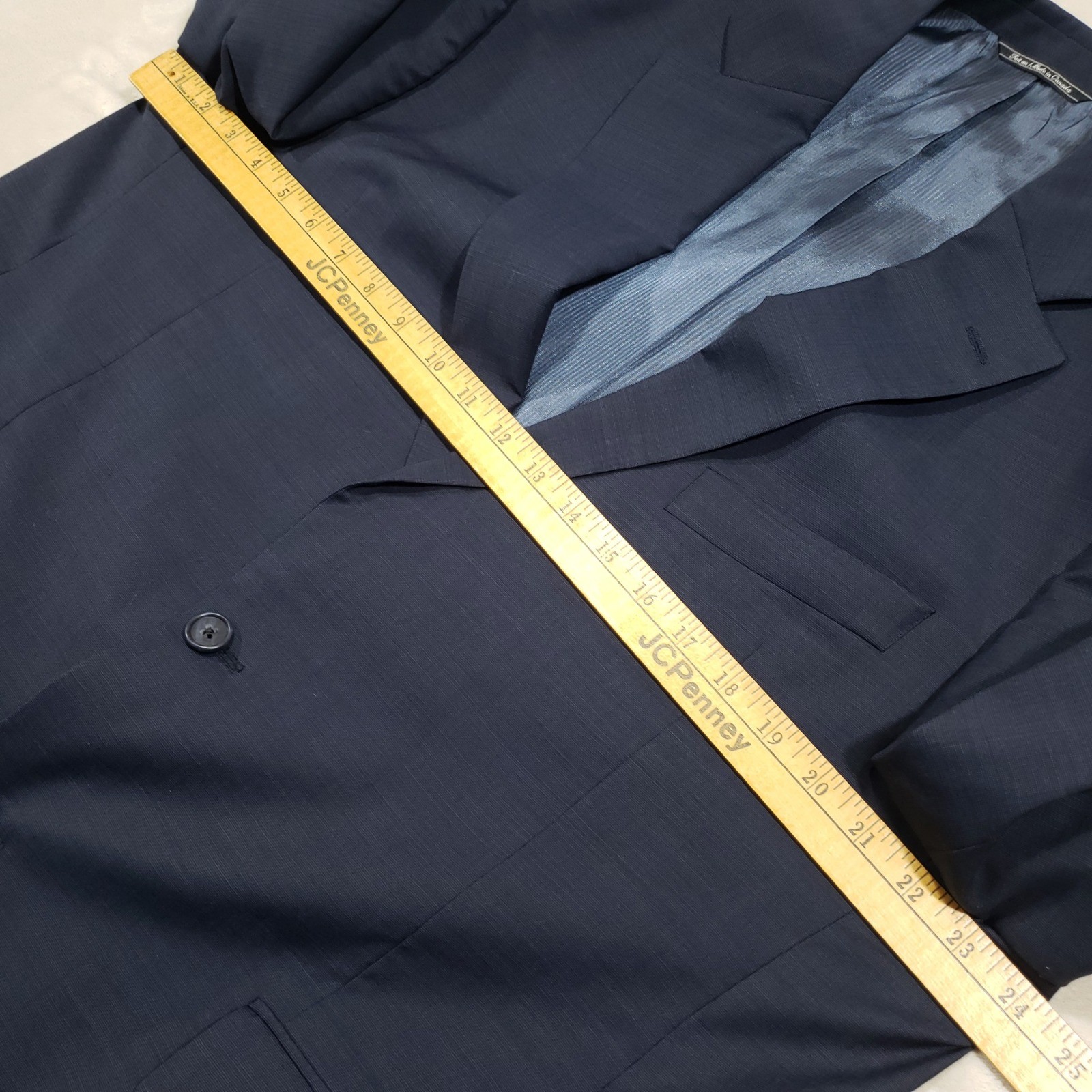 Jack Victor Suit Mens 44R 38W Navy Blue Wool Loreto Two Button Pleated Cuffed
