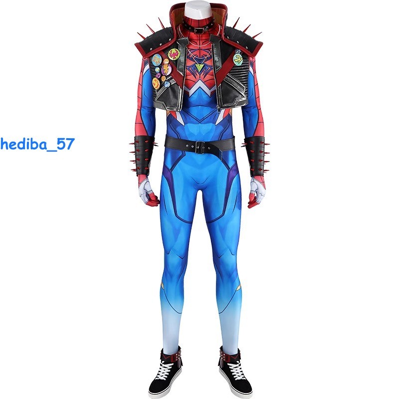 Marvel Rivals Spider-punk Costume Cosplay Jumpsuit Halloween Carnival Outfit New