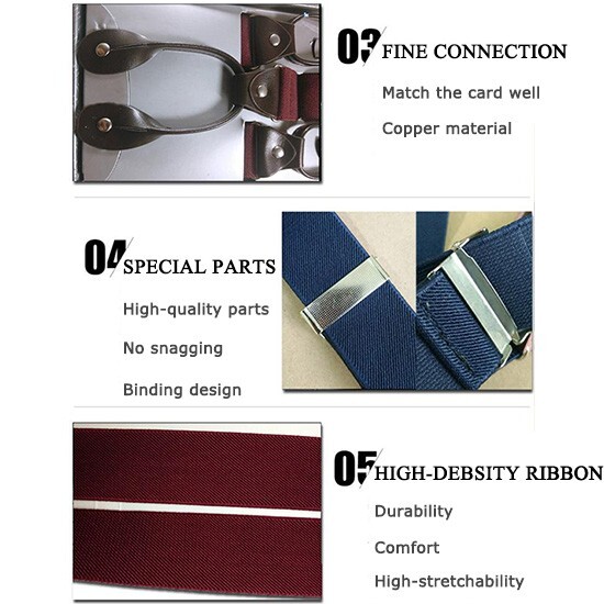 Navy Blue Color Button Holes Link Men’s Suspender Adjustable Length Brand New