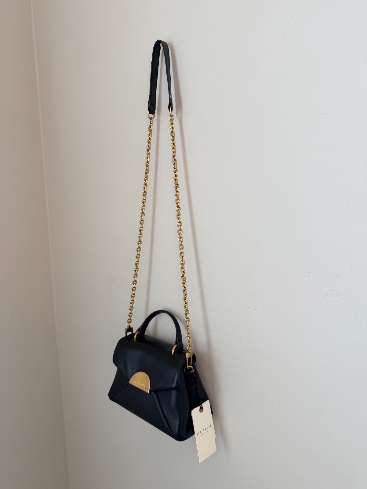 Ted Baker London Poppy Moon Black Leather Top Handle Bag NWT