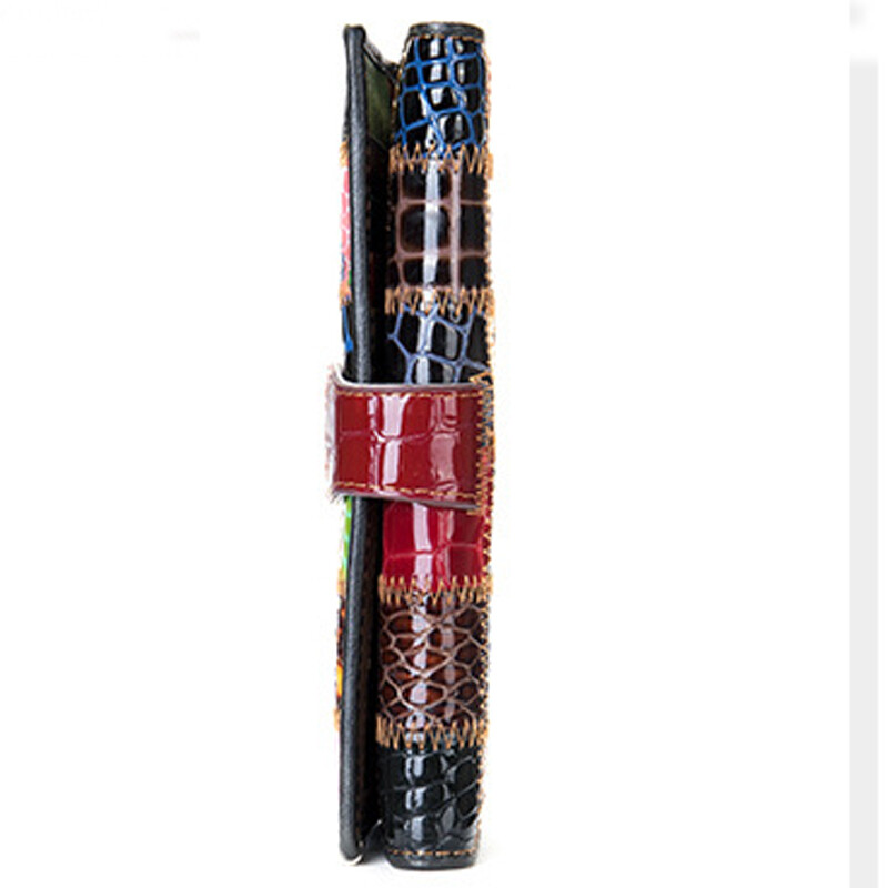100% Genuine Leather Colorful Blocks Patchwork Clutch Women’s Long/Short Wallet