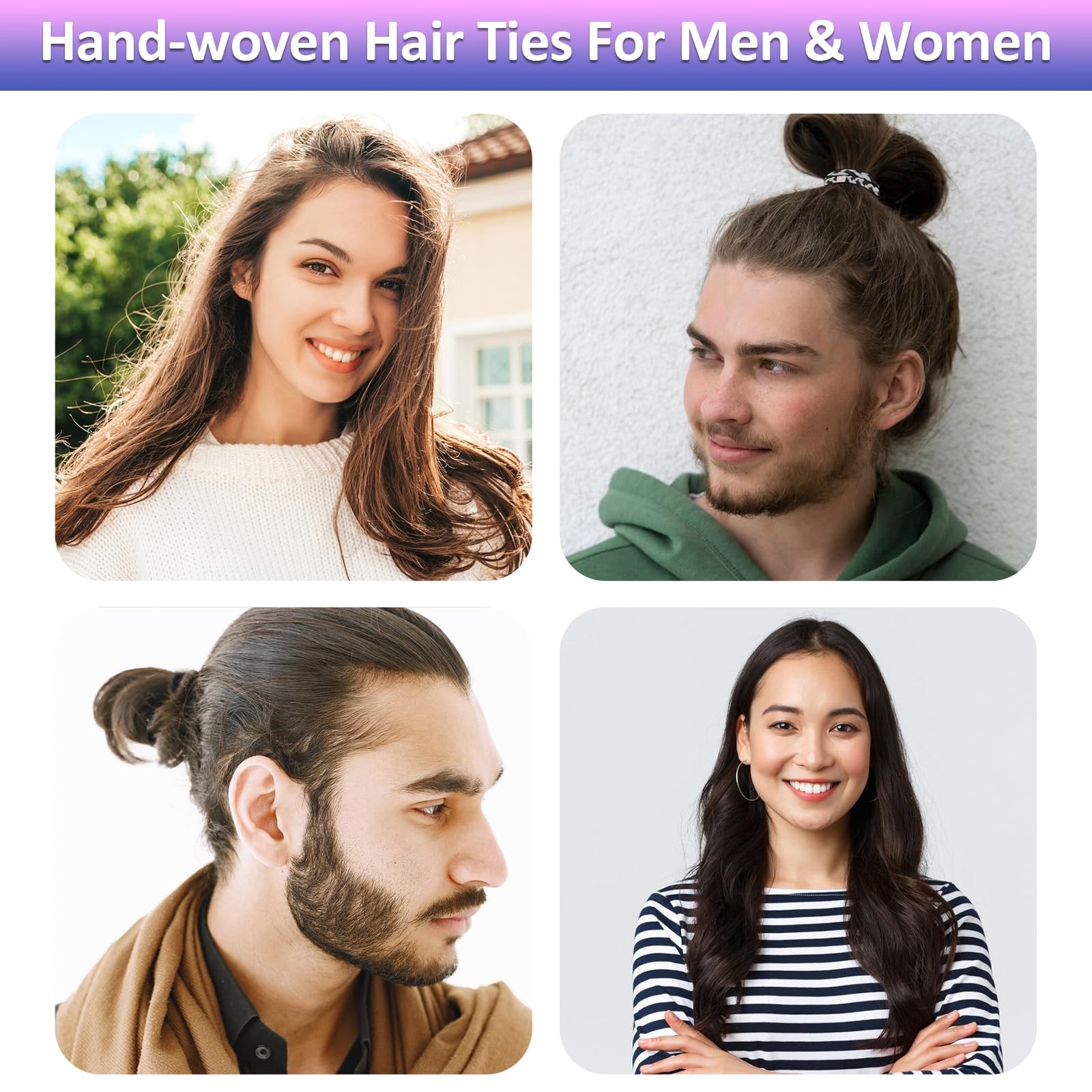 20 Pcs Braided Hair Ties for Men, Nylon Elastic Flat Hair Tie No Damage Creas…