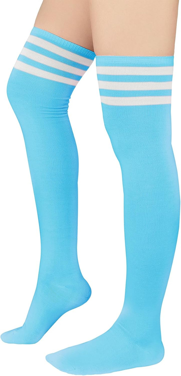 Womens Stripes Thigh High Socks Thigh Highs Casual Knee High Stockings